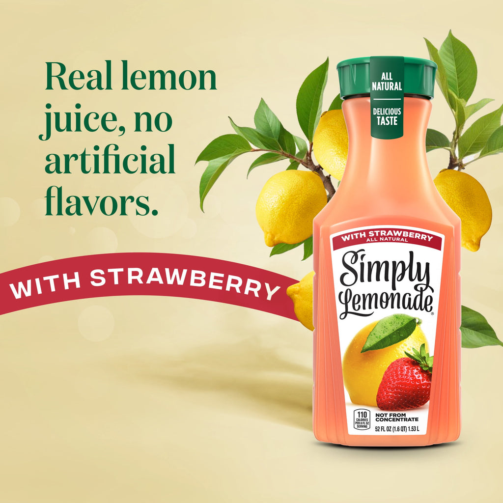 Simply Lemonade with Strawberry Juice Drink 52 fl oz Bottle
