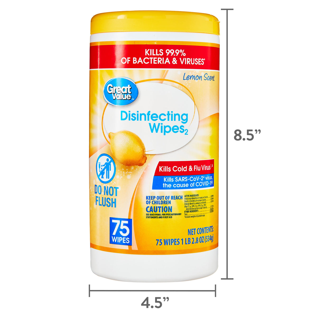 Great Value Lemon Scent Disinfecting Wipes 75 Count