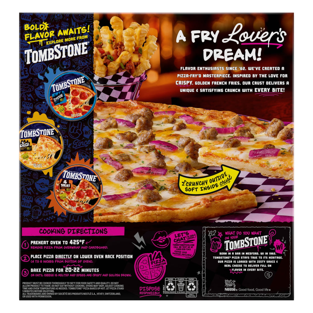 Tombstone Chili Cheese French Fry Style Crust Frozen Pizza 18.8 Oz
