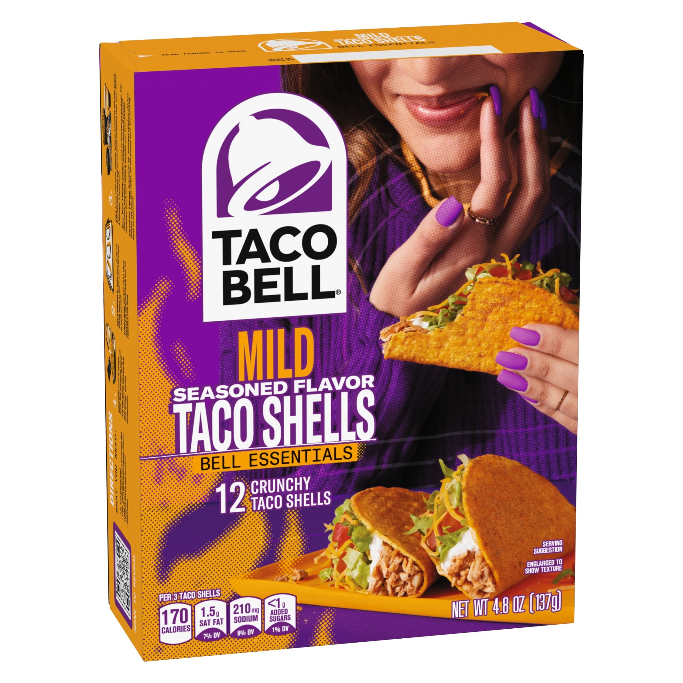 Mild Seasoned Flavor Crunchy Taco Shells 4.8 Oz 12 Count Taco Bell