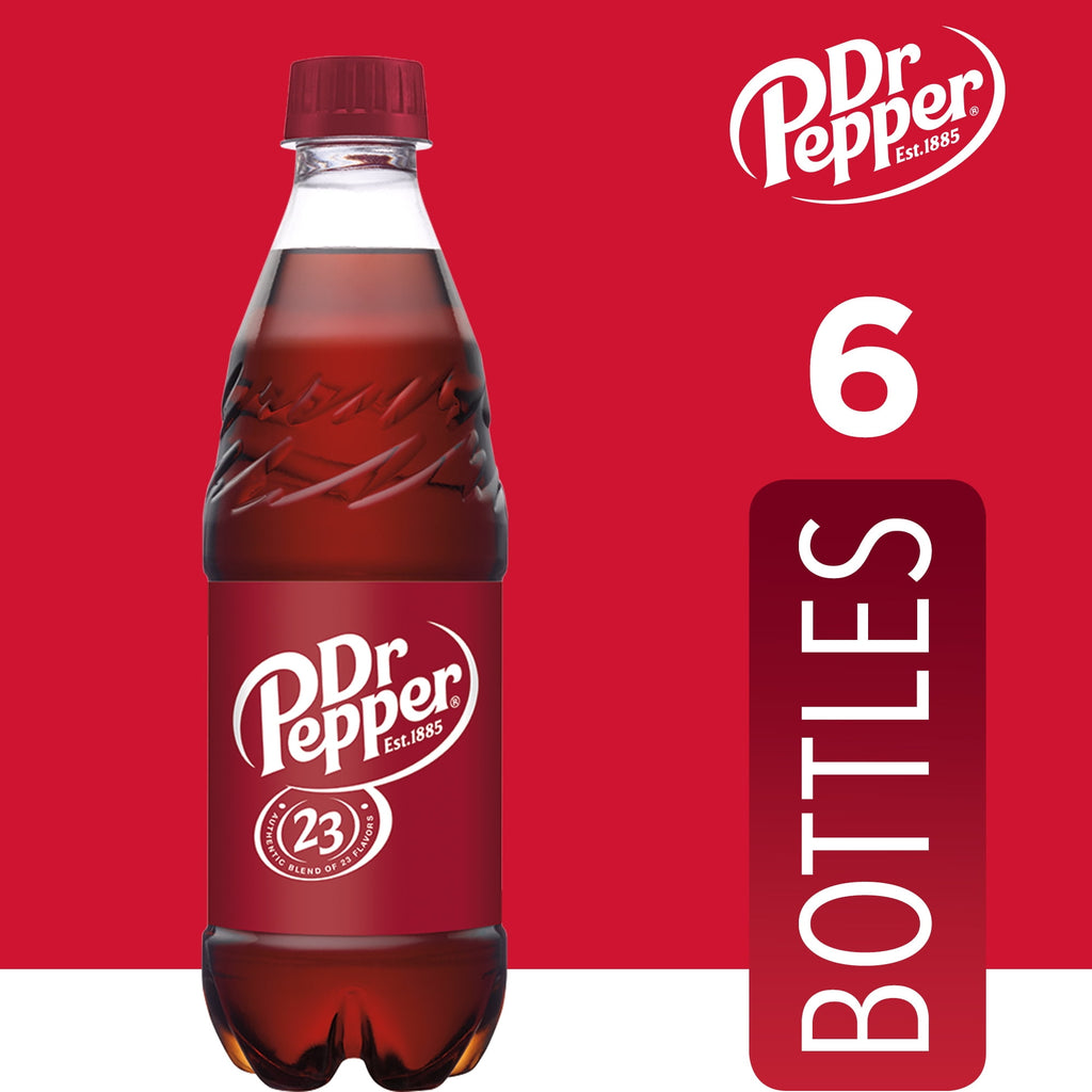 Dr Pepper Soda Pop Bottles 16.9 Fl Oz 6 Pack