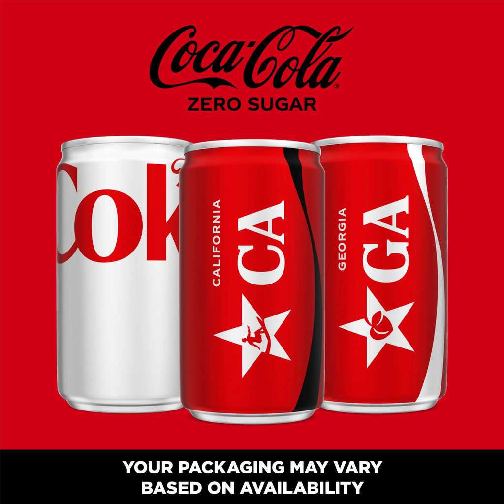 Zero Sugar Soda Pop Fridge Pack Mini Cans 7.5 Fl Oz 10 Pack Coca-Cola
