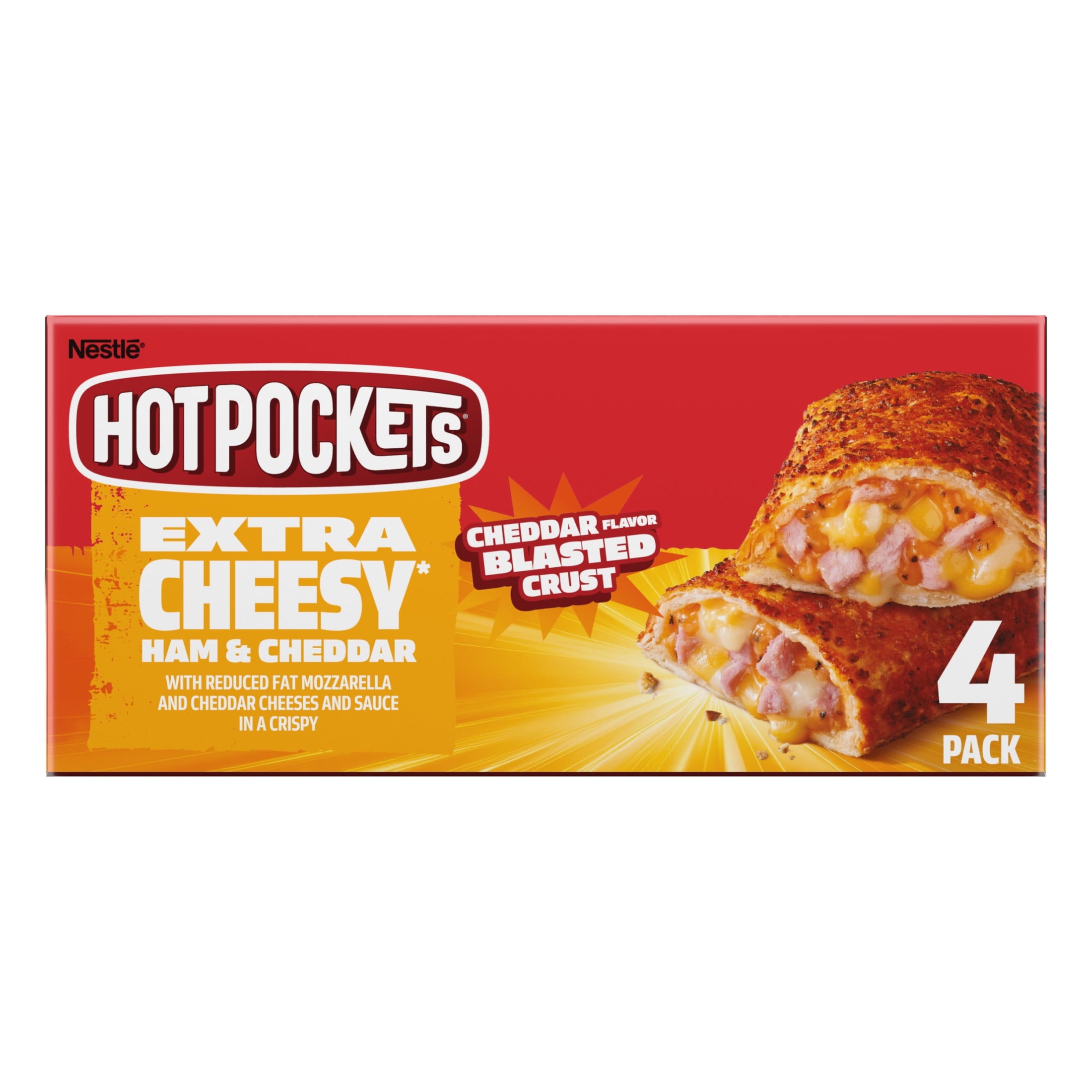Hot Pockets Ham And Cheddar Extra Cheesy Frozen Sandwich 4 Pack 17 Oz
