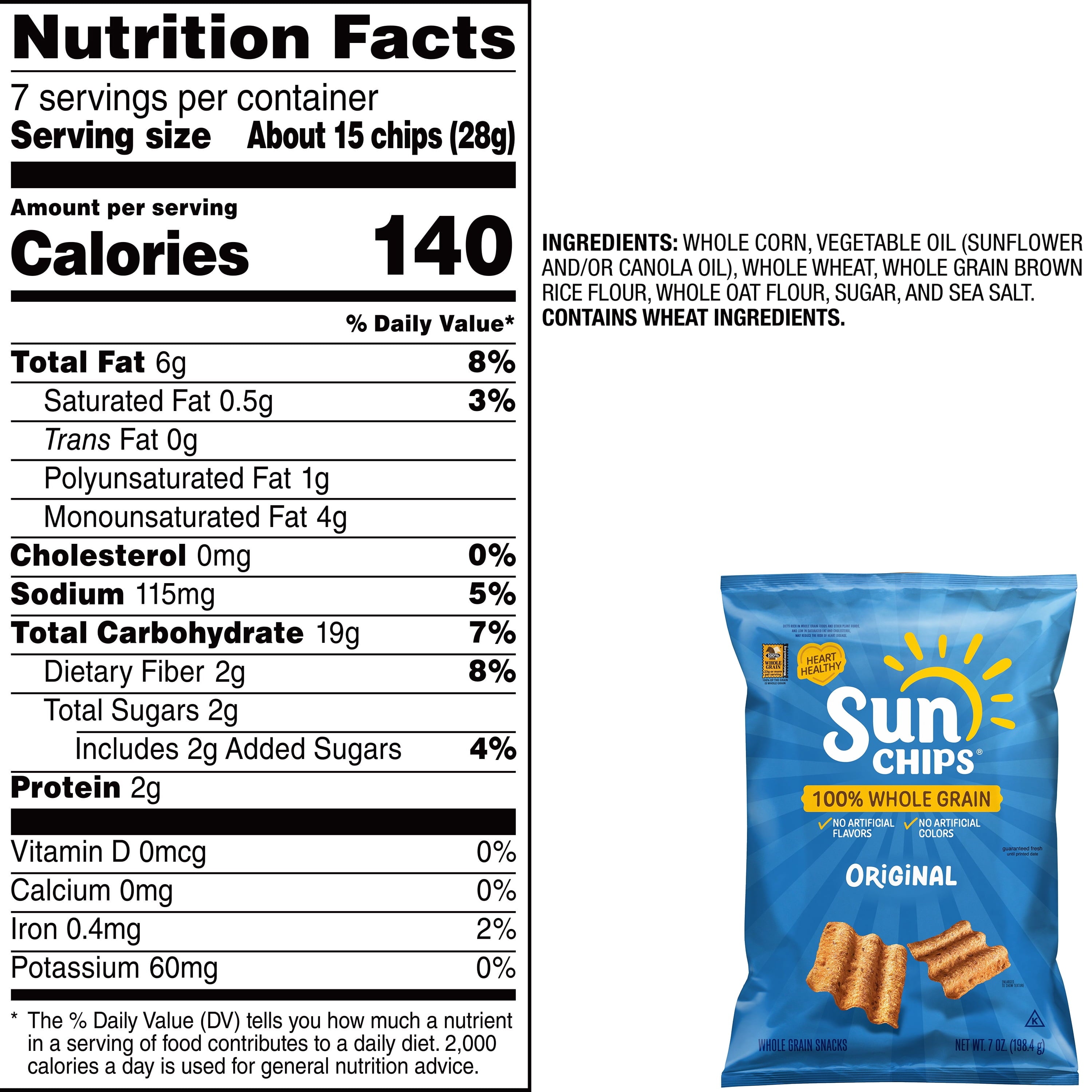 Original Flavor Whole Grain Snack Chips 7 Oz SunChips