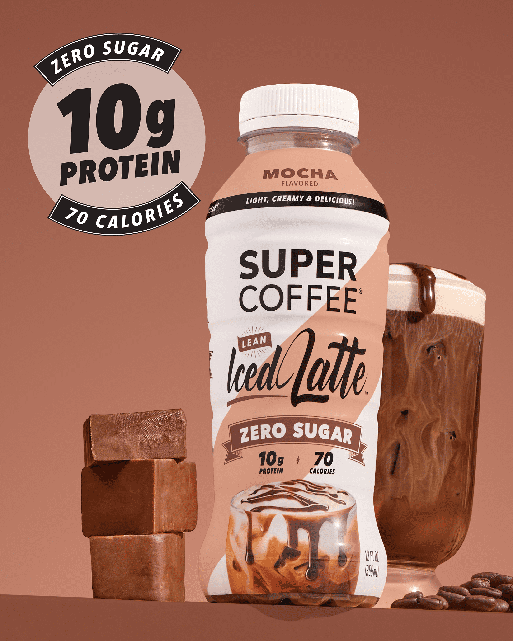 Super Coffee Mocha Naturally Caffeinated Dark Roast Iced Coffee 12 fl oz Bottle