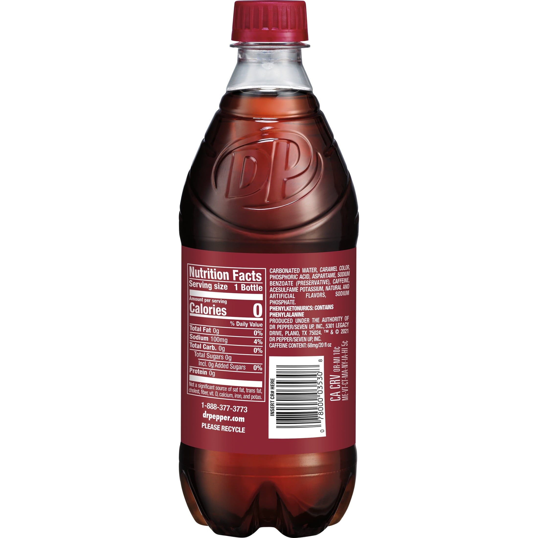 Zero Sugar Soda Pop Bottle 20 Fl Oz Dr Pepper