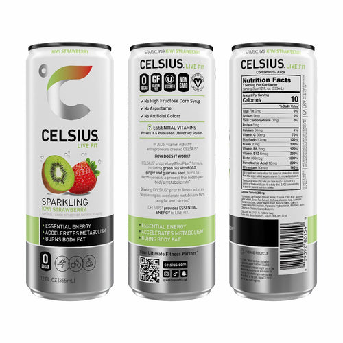 CELSIUS Sparkling Kiwi Strawberry Functional Energy Drink 12 fl oz Single Can