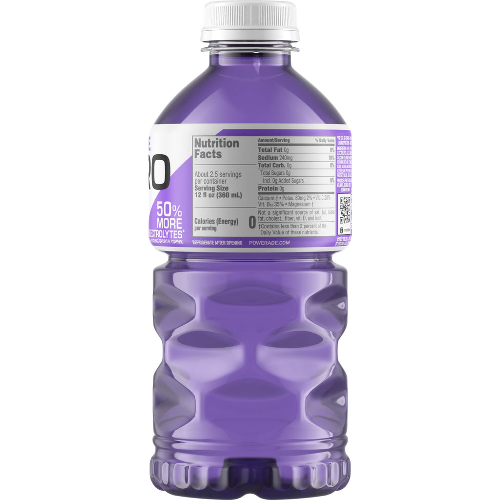 POWERADE Zero Sugar Grape Electrolyte Sports Drink 28 fl oz Bottle