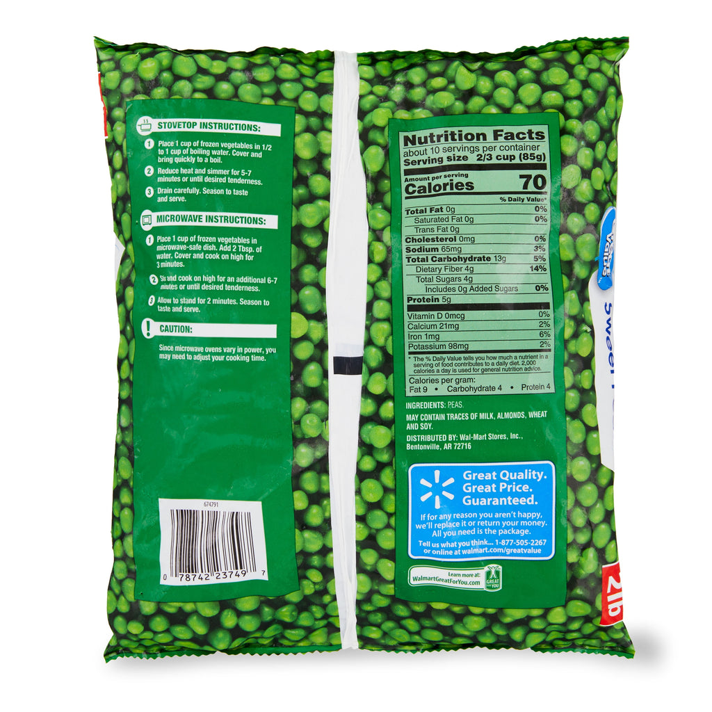 Great Value Sweet Peas Frozen 32 Oz