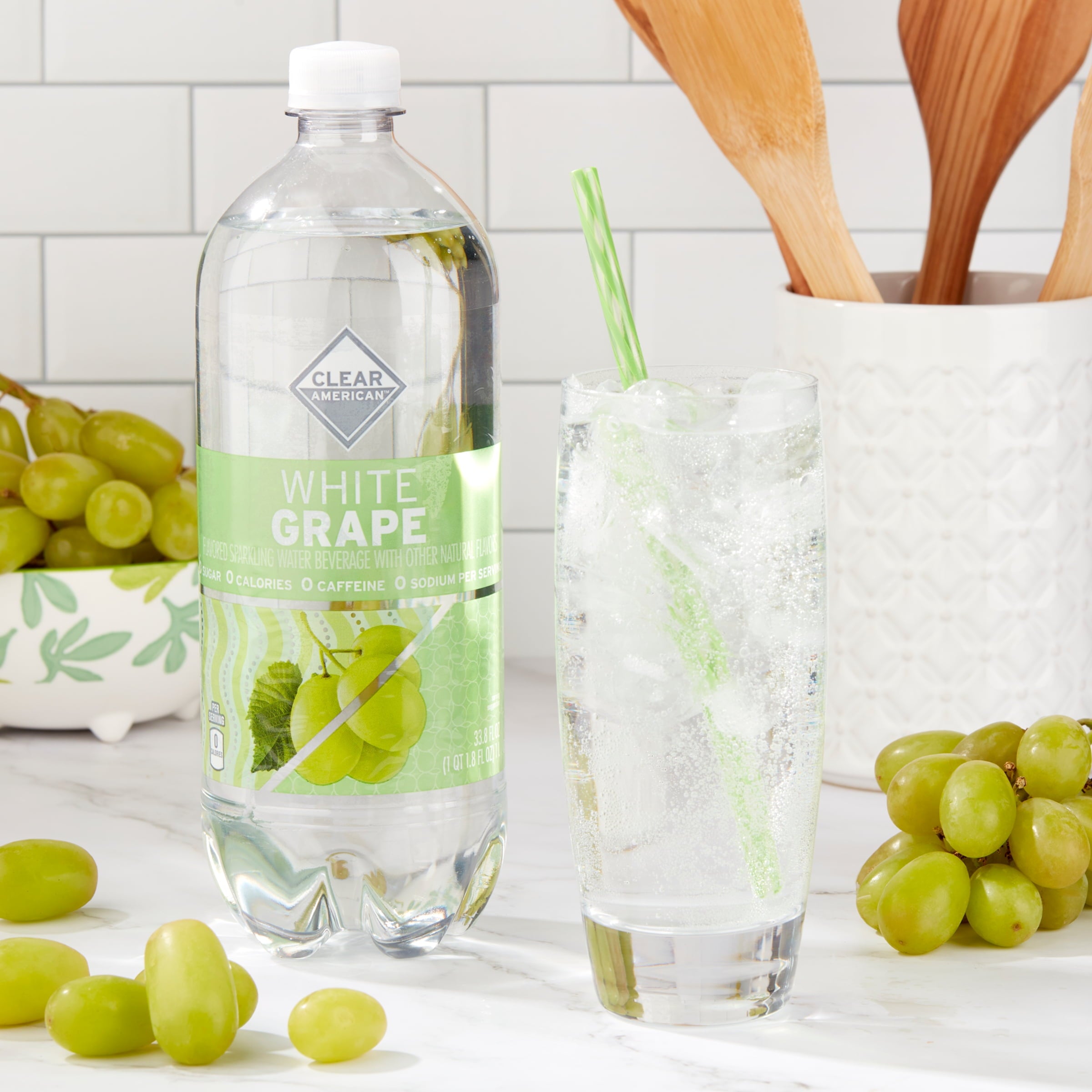 Clear American White Grape Sparkling Water 33.8 fl oz Single Bottle