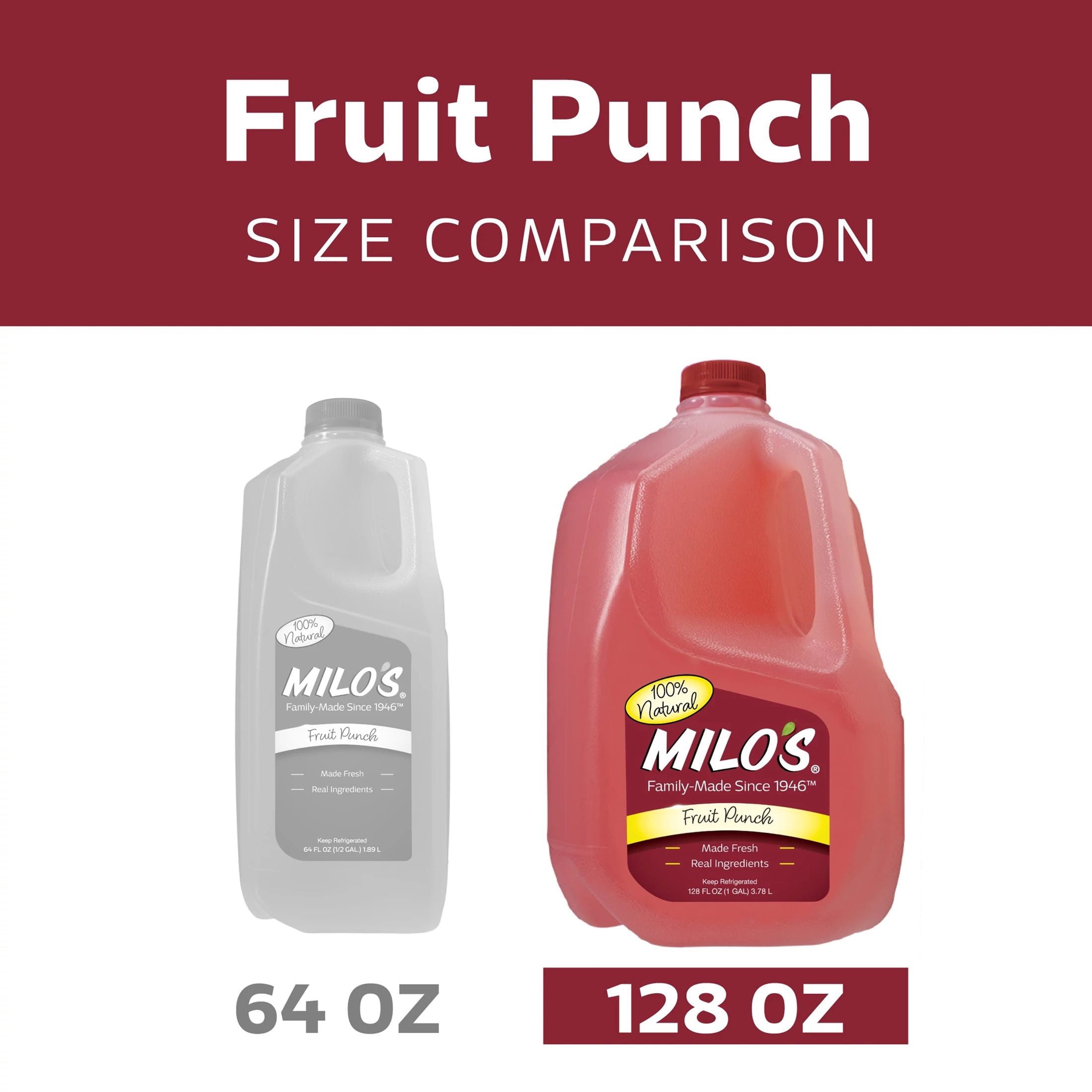 Milo's Fruit Punch 100% Natural Juice Drink Pulp-Free 128 fl oz