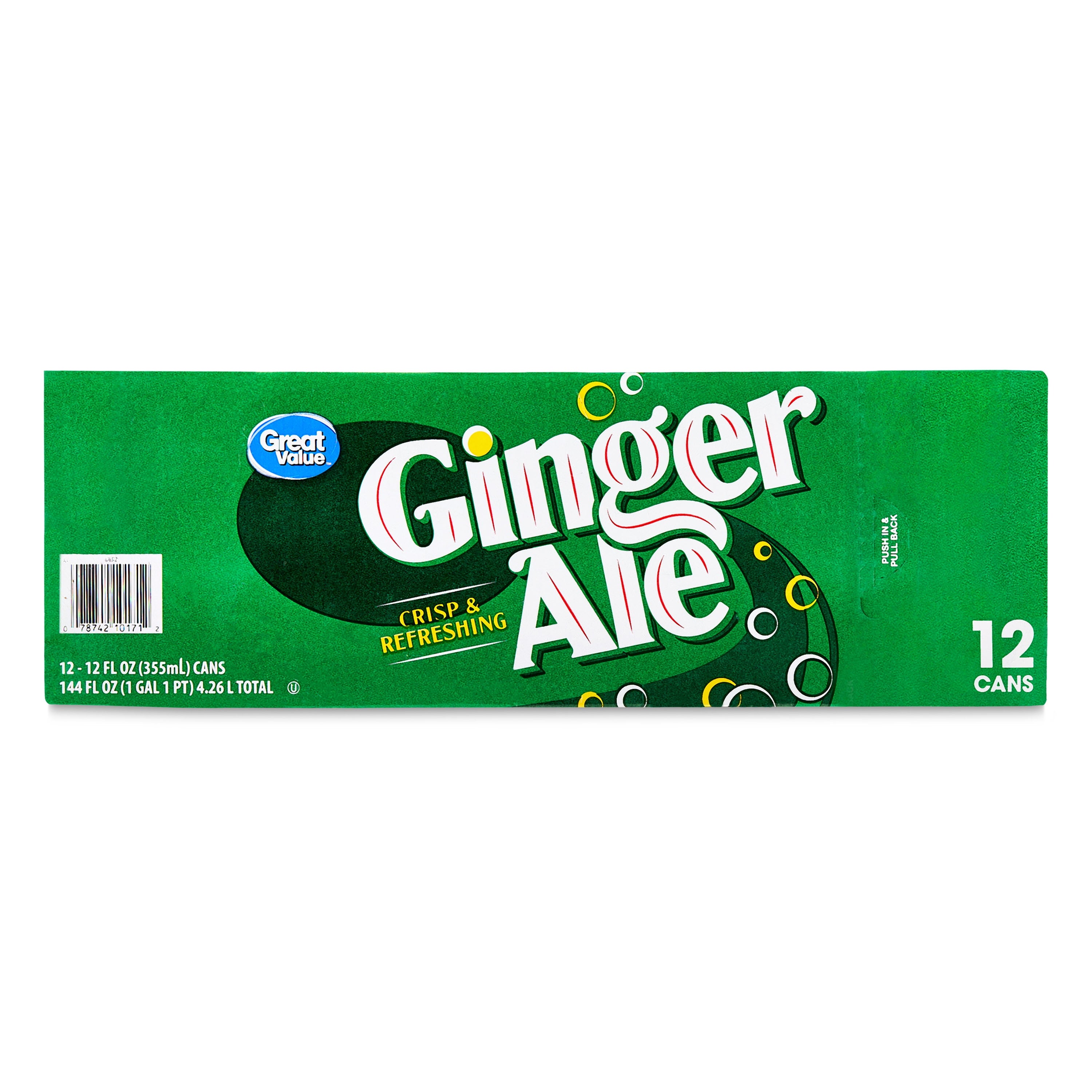 Great Value Caffeine Free Ginger Ale Soda Pop Cans 12 Fl Oz 12 Pack