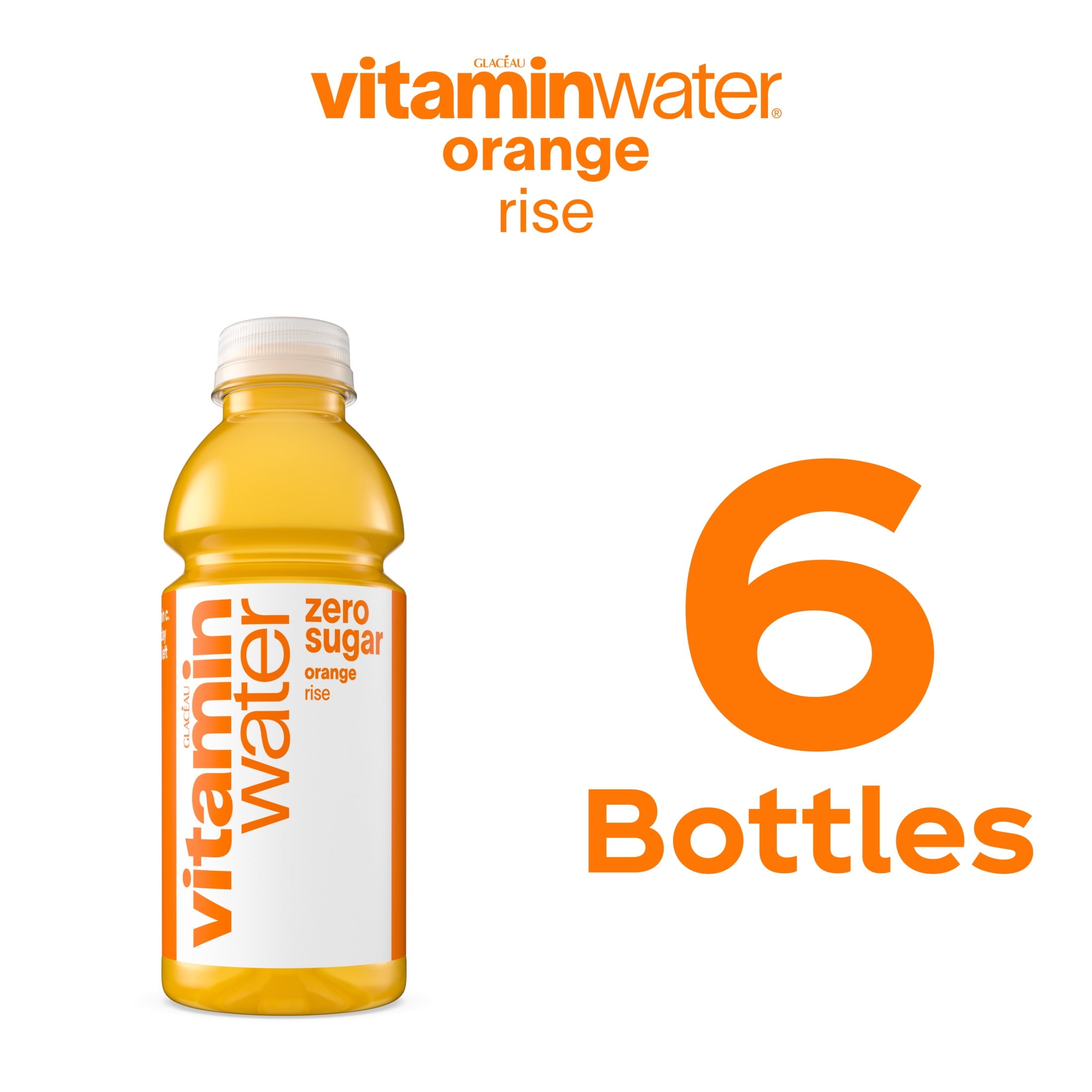 Vitaminwater Zero Sugar Rise Orange Flavored Water 16.9 fl oz 6 Pack
