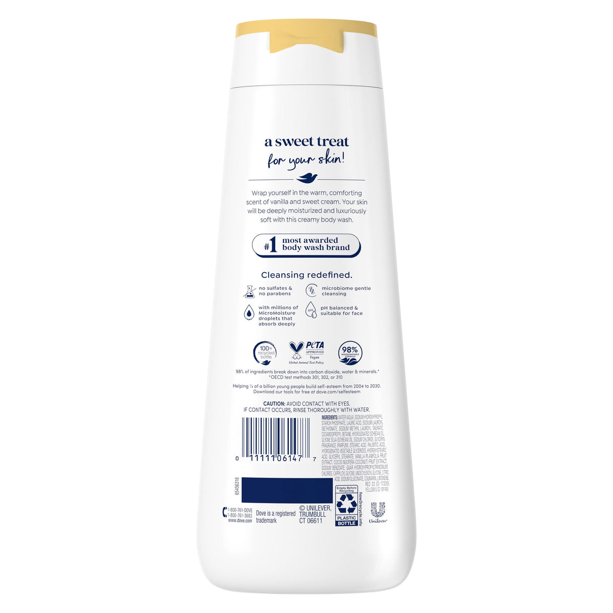 Dove Indulge Body Wash Warm Vanilla & Sweet Cream Moisturizing Cleanser 20 fl oz