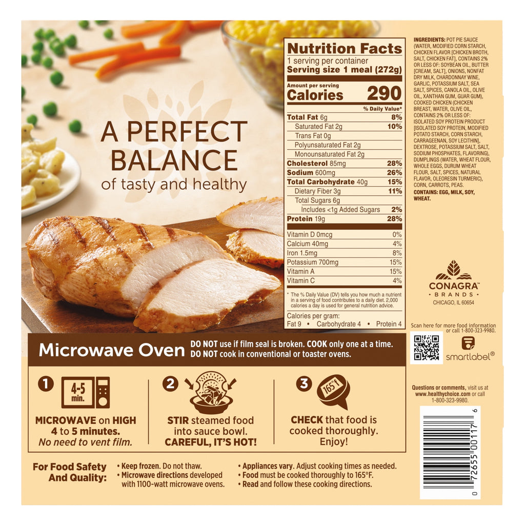 Healthy Choice Cafe Steamers Crustless Chicken Pot Pie Frozen Meal 9.6 Oz