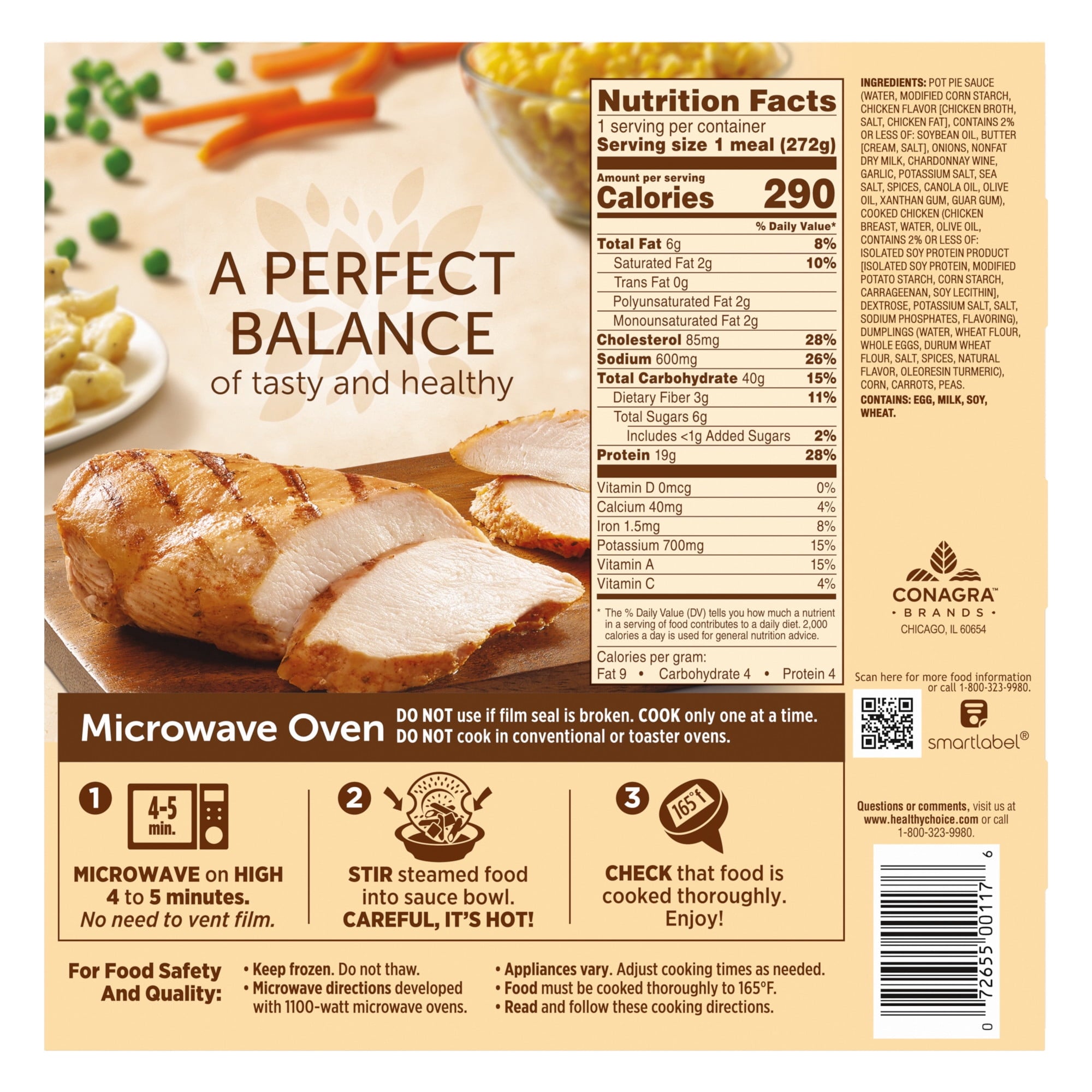 Healthy Choice Cafe Steamers Crustless Chicken Pot Pie Frozen Meal 9.6 Oz