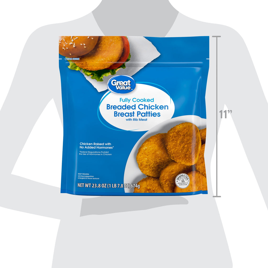 Great Value Breaded Chicken Patties Original Frozen 23.8 Oz 9 Count