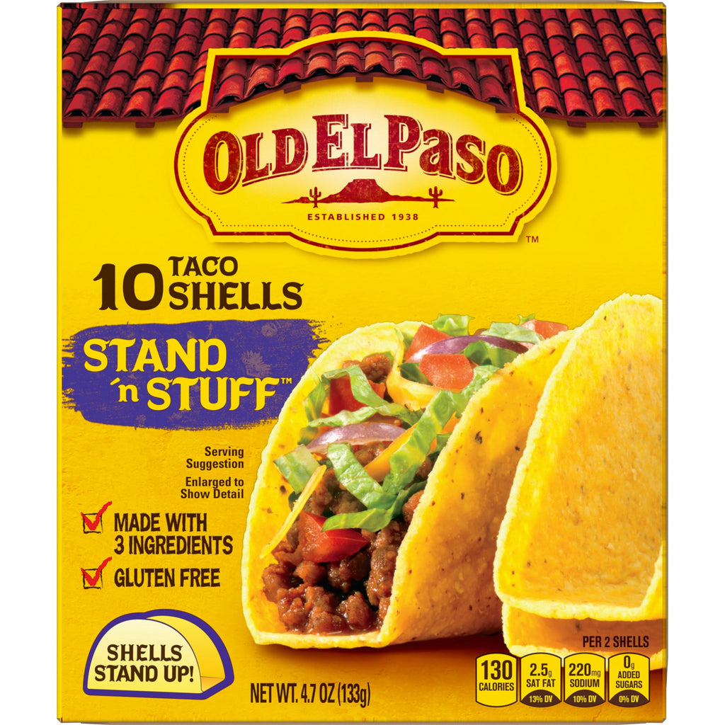 Stand 'N Stuff Crunchy Taco Shells Gluten Free 4.7 Oz 10 Count Old El Paso