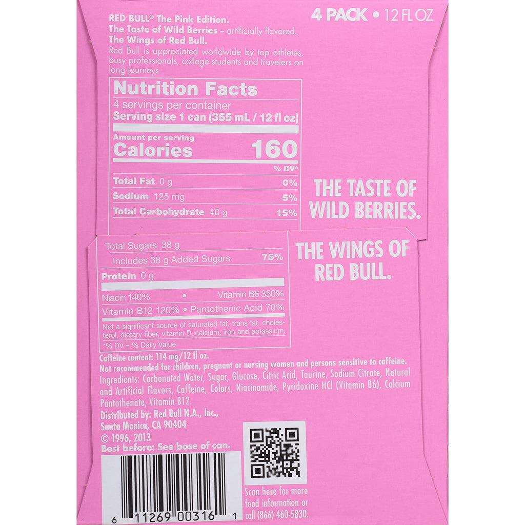 Red Bull Pink Edition Wild Berries Energy Drink 12 fl oz 4 Pack Cans