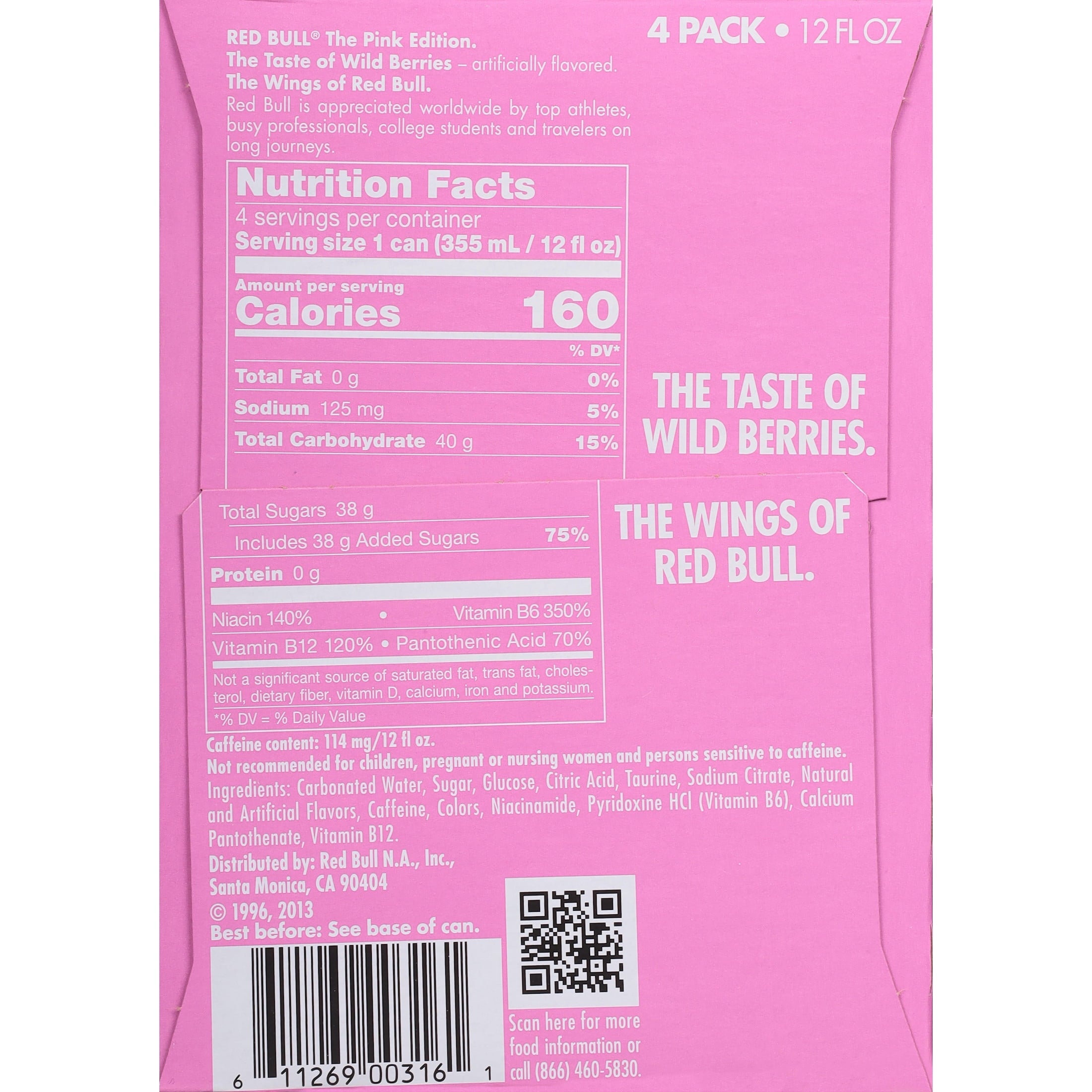 Red Bull Pink Edition Wild Berries Energy Drink 12 fl oz 4 Pack Cans