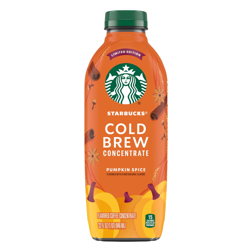 Starbucks Pumpkin Spice Naturally Caffeinated Medium Roast Cold Brew Coffee Concentrate 32 fl oz Bottle