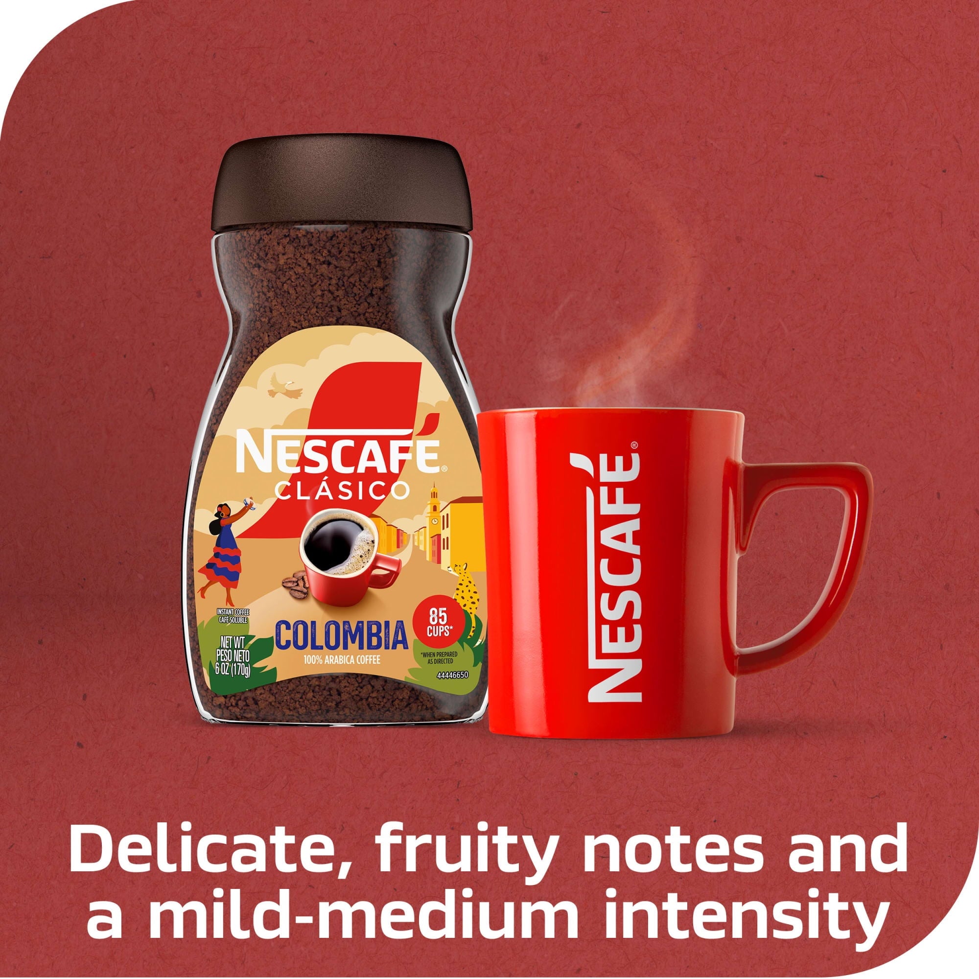 NESCAFÉ CLÁSICO Colombia Naturally Caffeinated Medium Roast Instant Coffee 6 oz Jar
