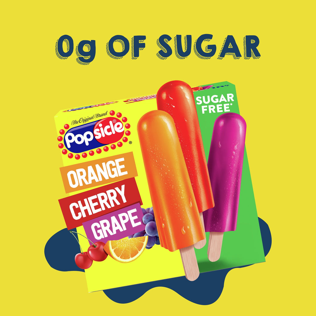 Popsicle Orange Cherry Grape Sugar Free Ice Pops 18 Count 29.7 Fl Oz