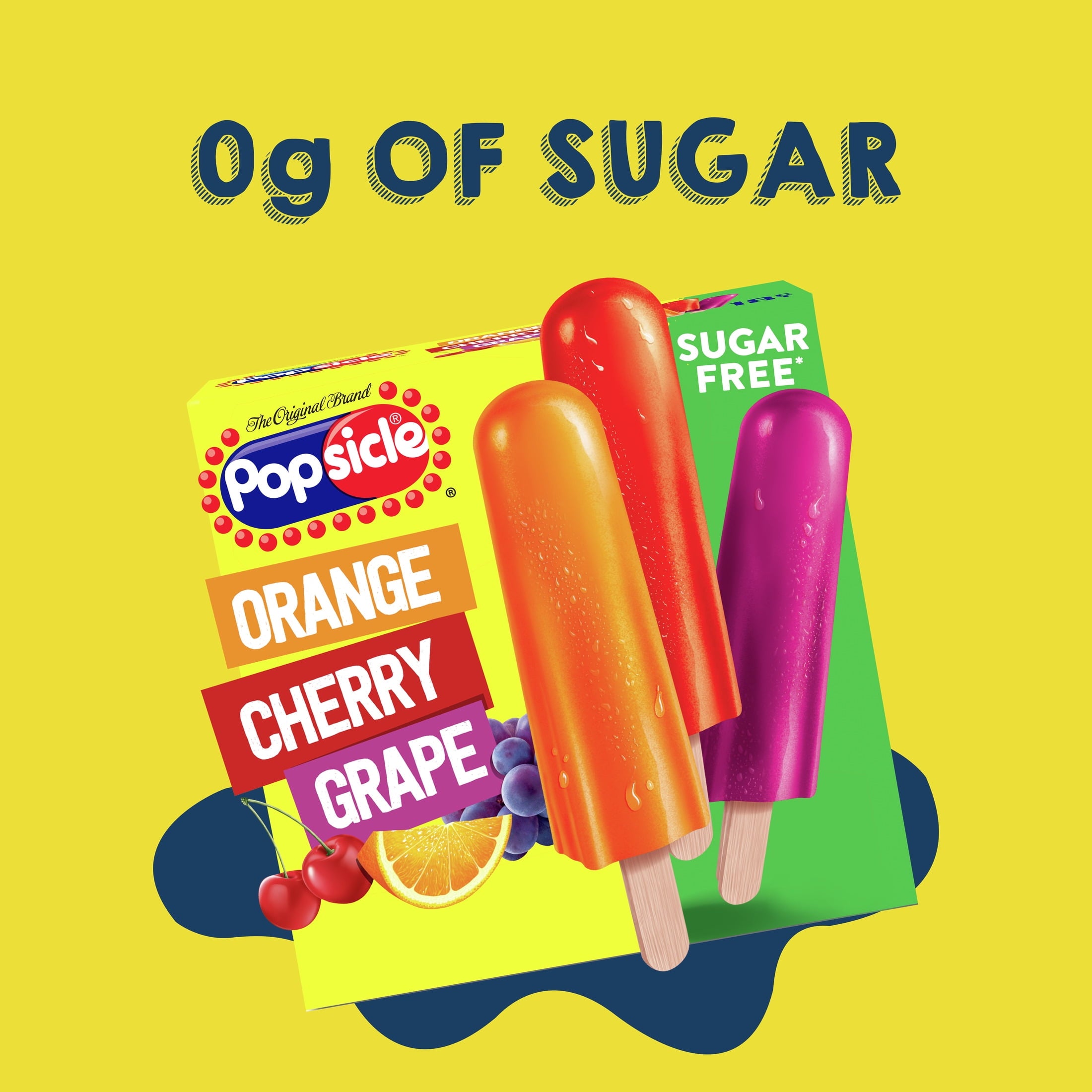 Popsicle Orange Cherry Grape Sugar Free Ice Pops 18 Count 29.7 Fl Oz