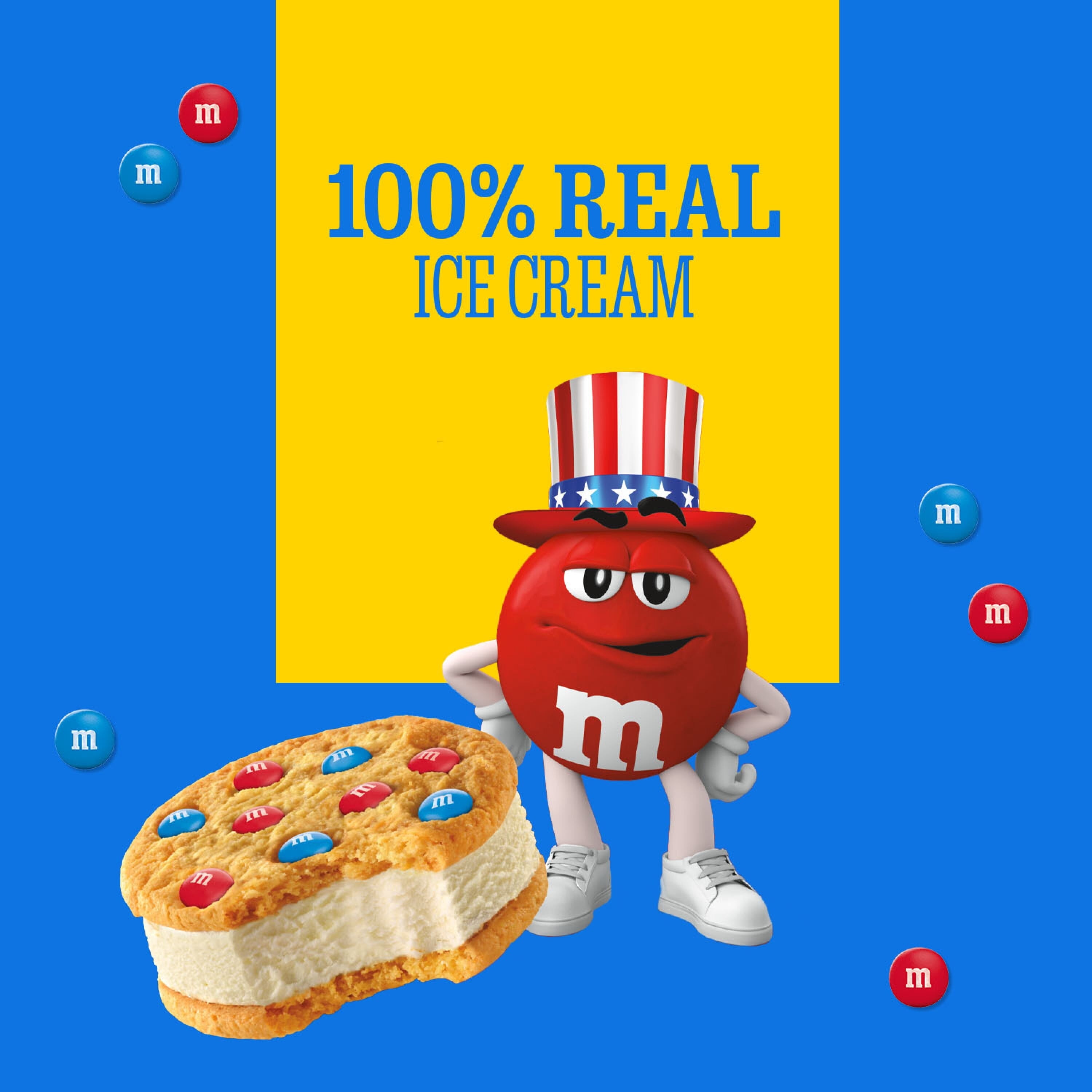 M&M'S Vanilla Ice Cream Cookie Sandwiches 4 Count 16 Fl Oz