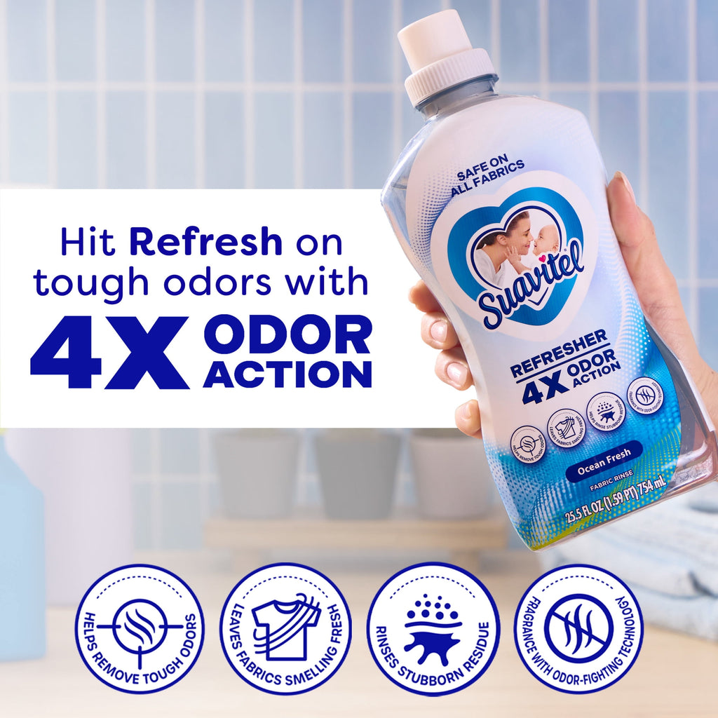 Suavitel Refresher Fabric Rinse 4X Odor Action Ocean Fresh Scent 25.5 fl oz
