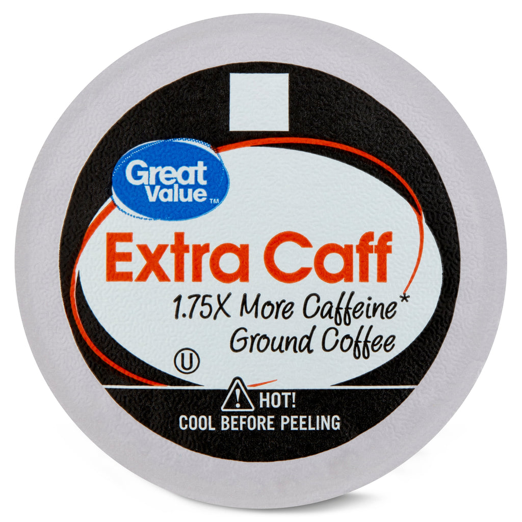 Great Value Extra Caff Medium-Dark Roast Coffee Pods 12 Count