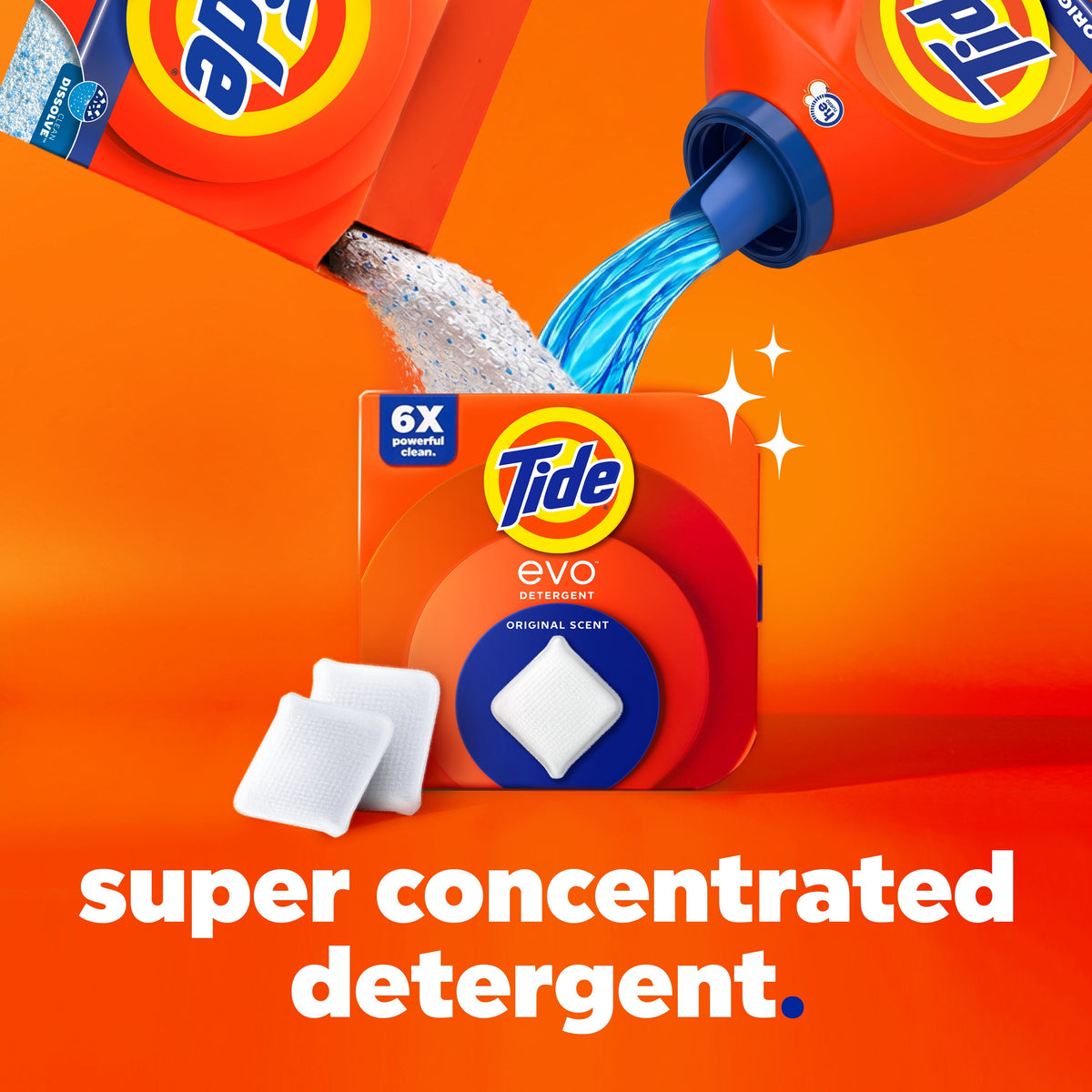 Tide evo Laundry Detergent Tiles 100% Concentrated Original Scent 16 Count