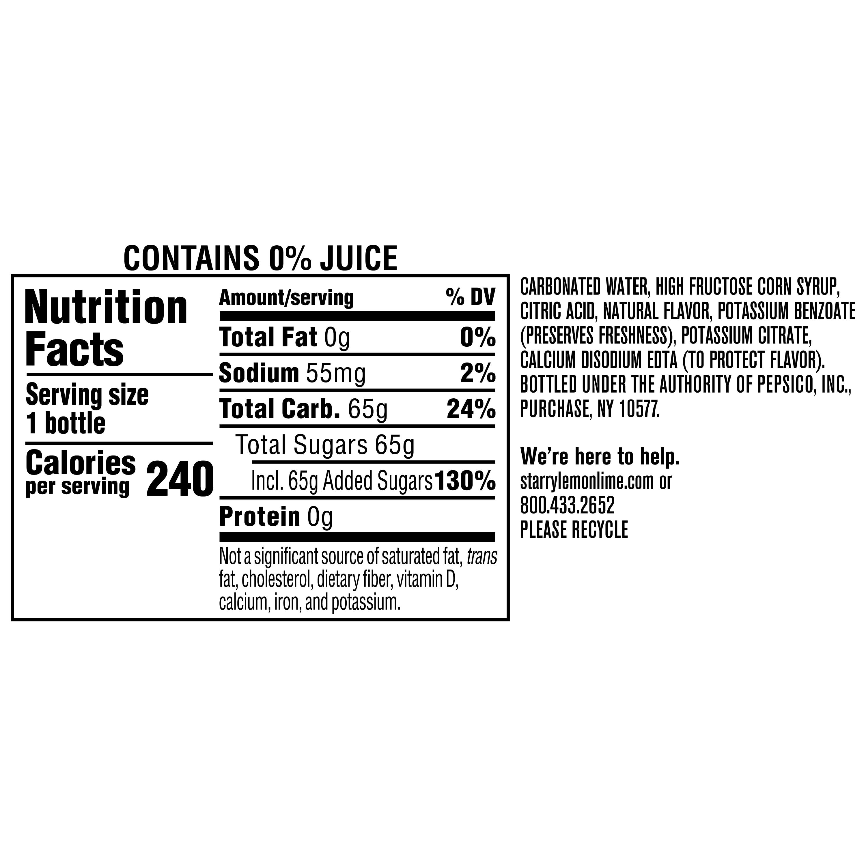 Starry Lemon Lime Soda Pop Bottle 20 Fl Oz