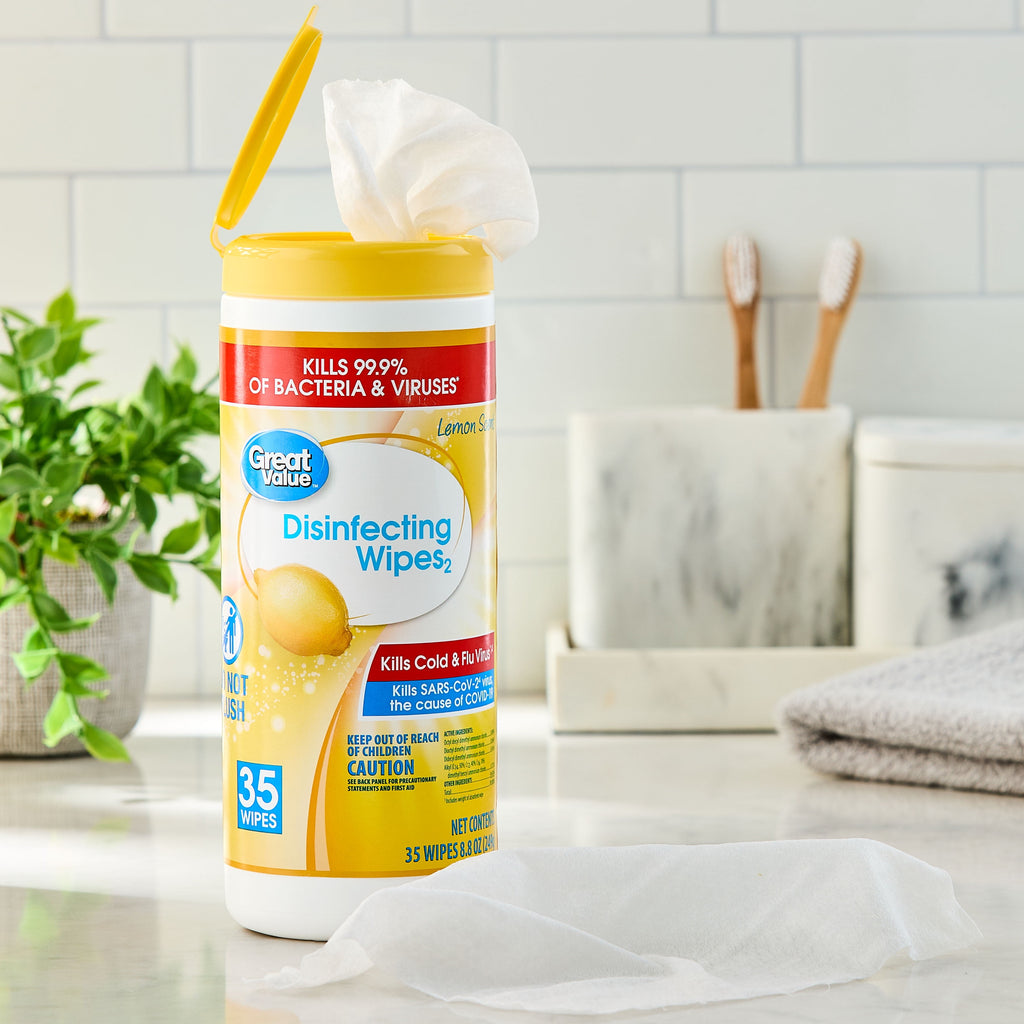 Great Value Disinfecting Wipes Lemon Scent 35 Count