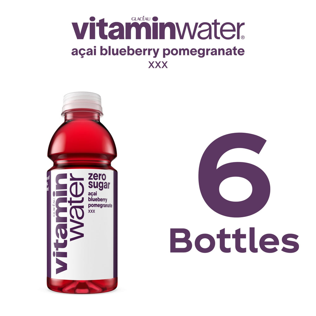 vitaminwater XXX Zero Sugar Acai-Blueberry-Pomegranate Water Beverage 16.9 fl oz Plastic Bottles 6 Pack