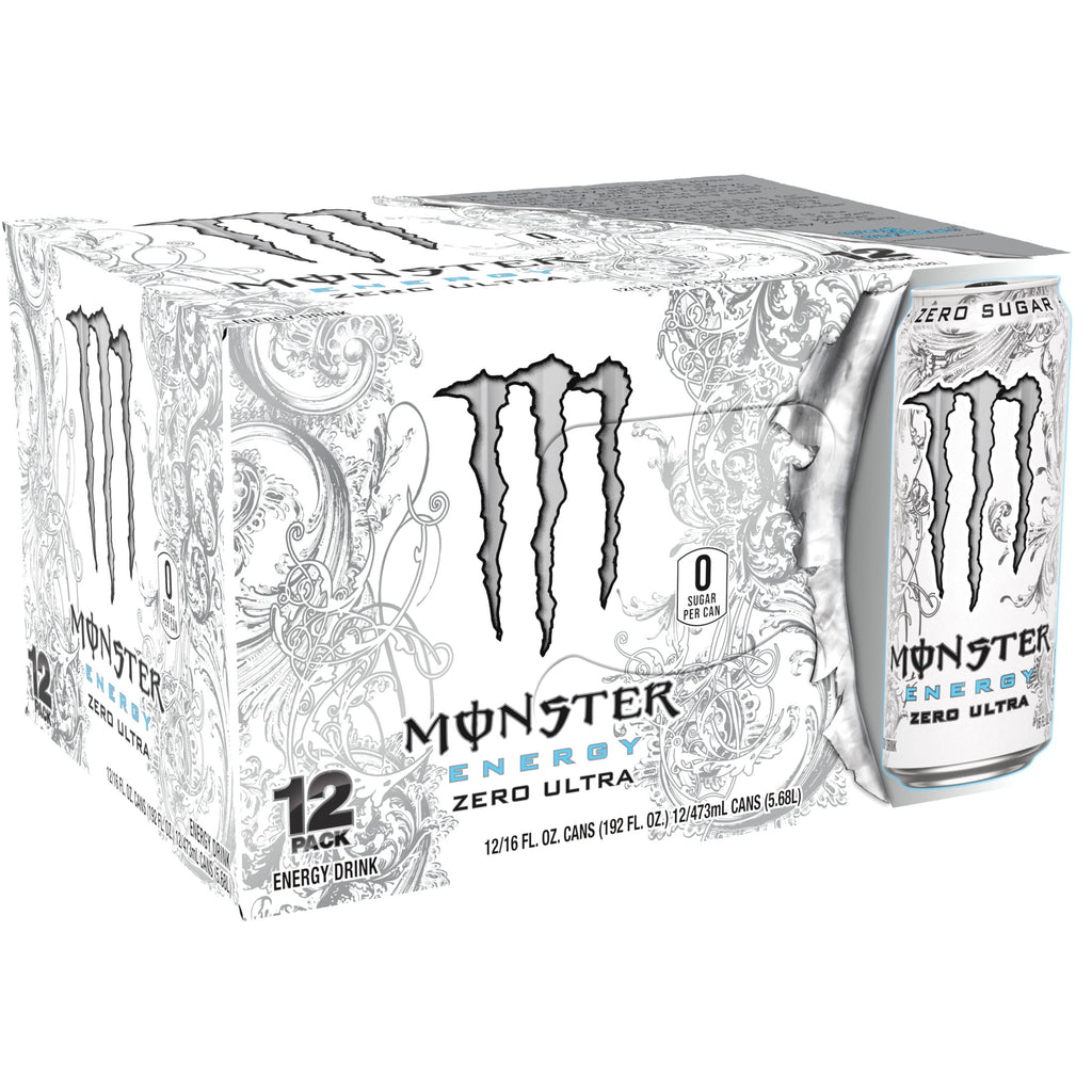 Monster Energy Zero Ultra Sugar Free Energy Drink 16 fl oz 12 Pack Cans
