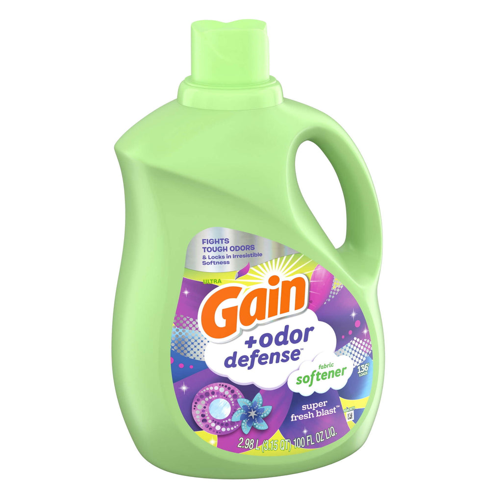Gain Odor Defense Liquid Fabric Softener Super Fresh Blast 100 fl oz 136 Loads