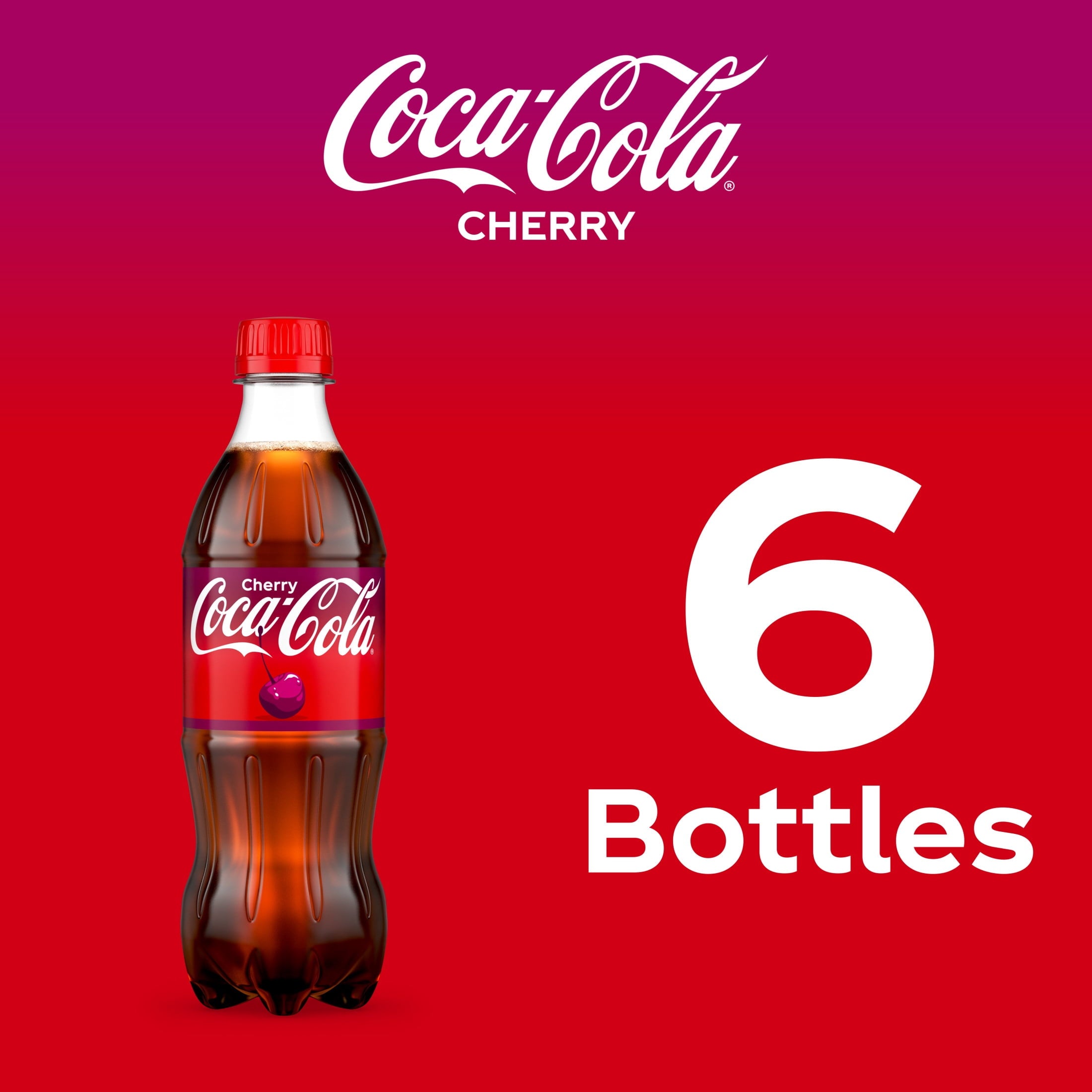 Cherry Soda Pop Bottles 16.9 Fl Oz 6 Pack Coca-Cola