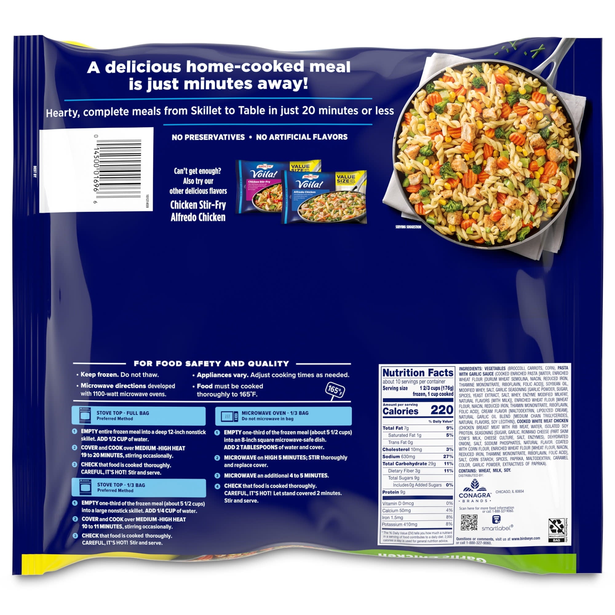 Birds Eye Voila! Garlic Chicken Frozen Family Meal 60 Oz