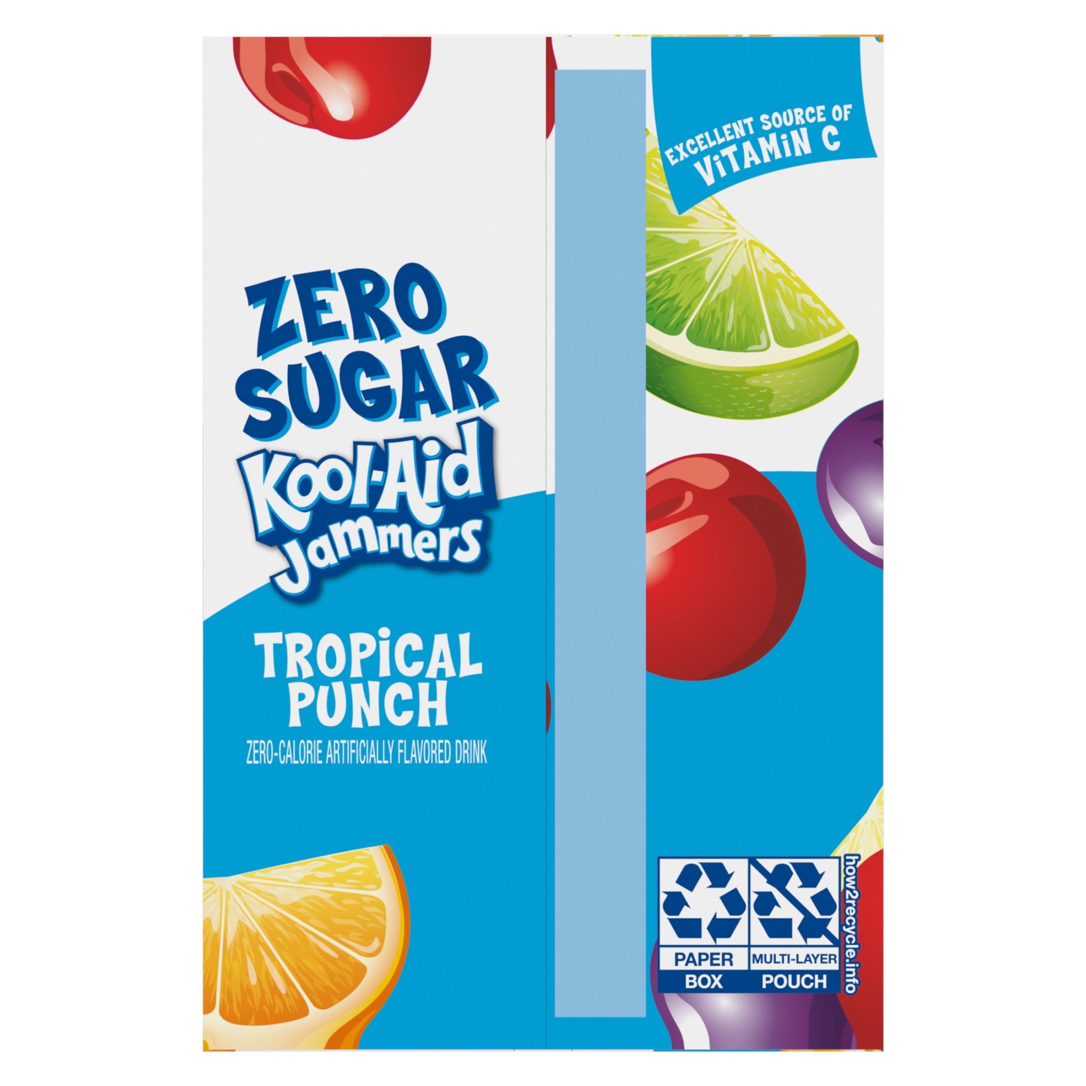 Kool-Aid Zero Sugar Jammers Tropical Punch Artificially Flavored Drink 10 Count 6 fl oz Pouches