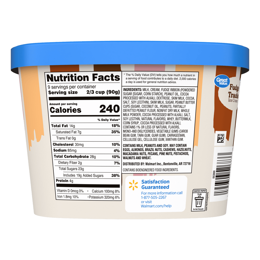 Great Value Fudge Tracks Ice Cream 48 Fl Oz Tub