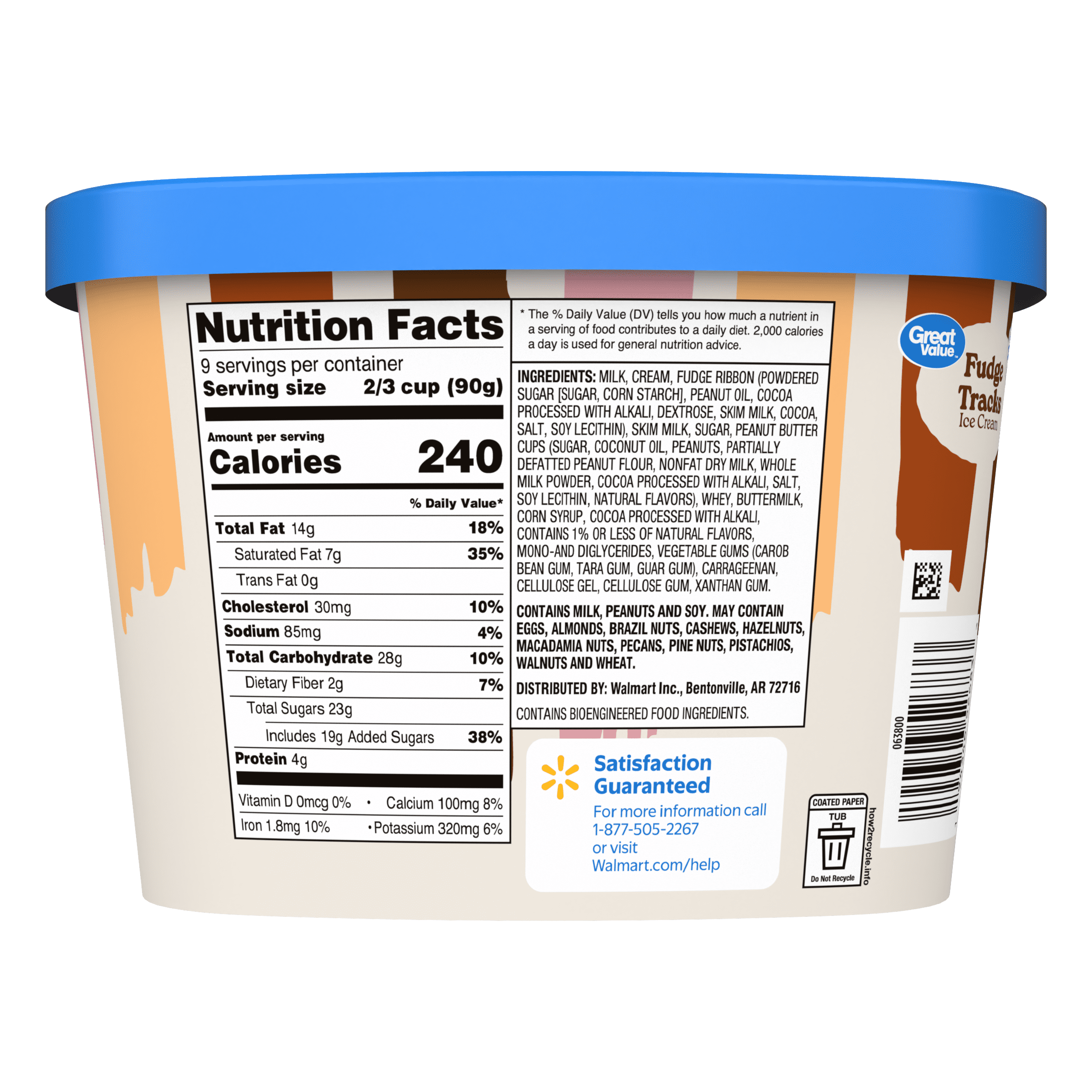 Great Value Fudge Tracks Ice Cream 48 Fl Oz