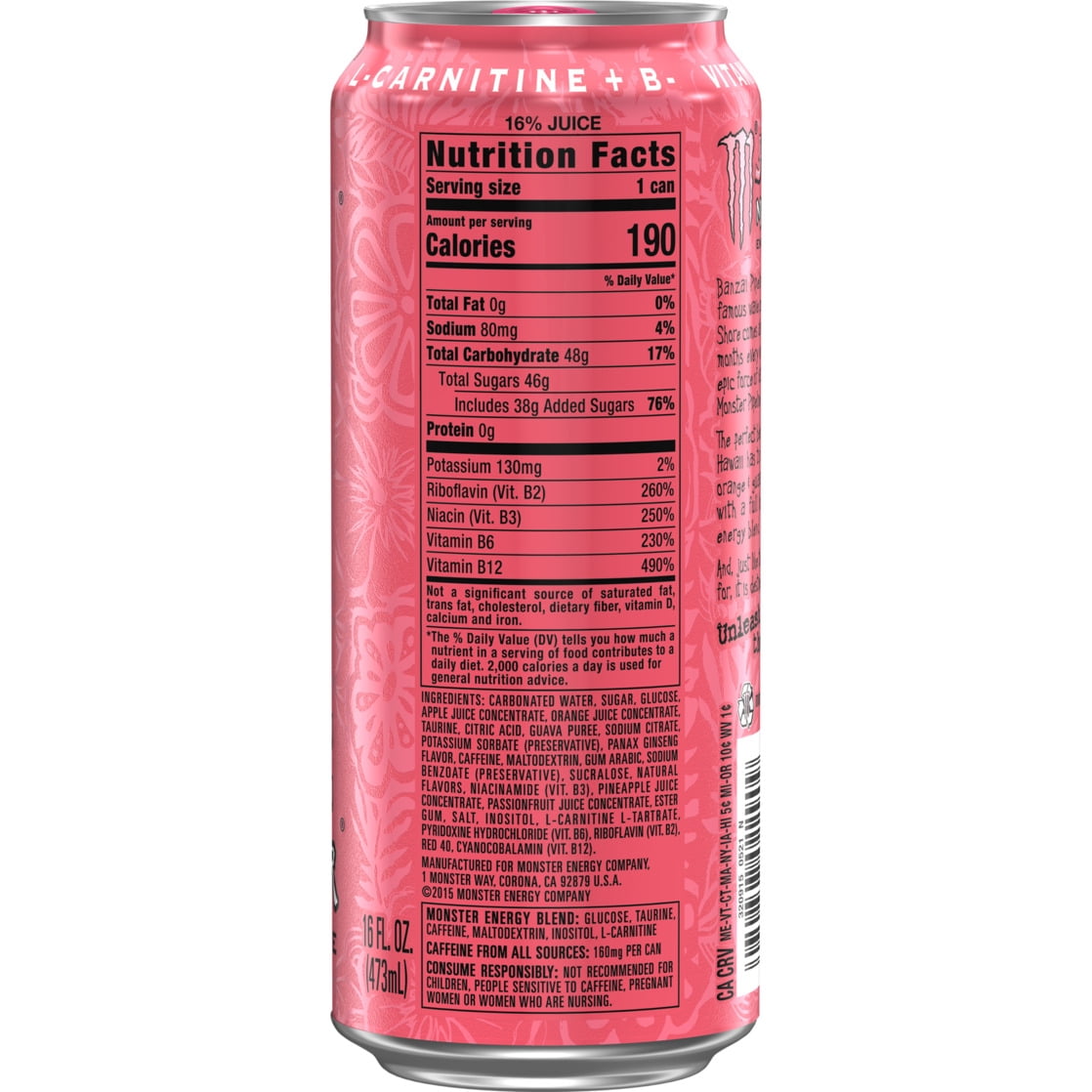 Monster Energy Juice Pipeline Punch Energy Drink 16 fl oz Single Can