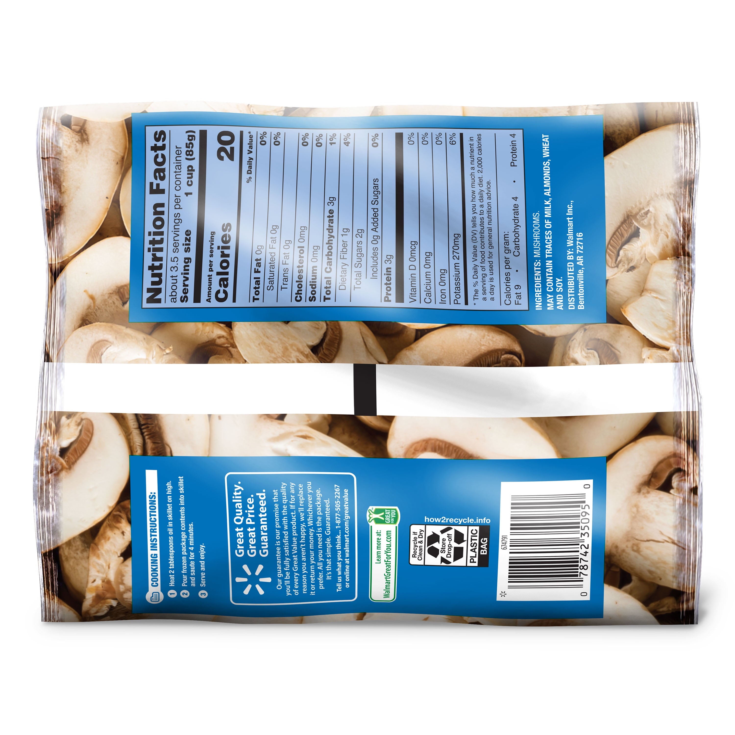Frozen Sliced Mushrooms 10 Oz