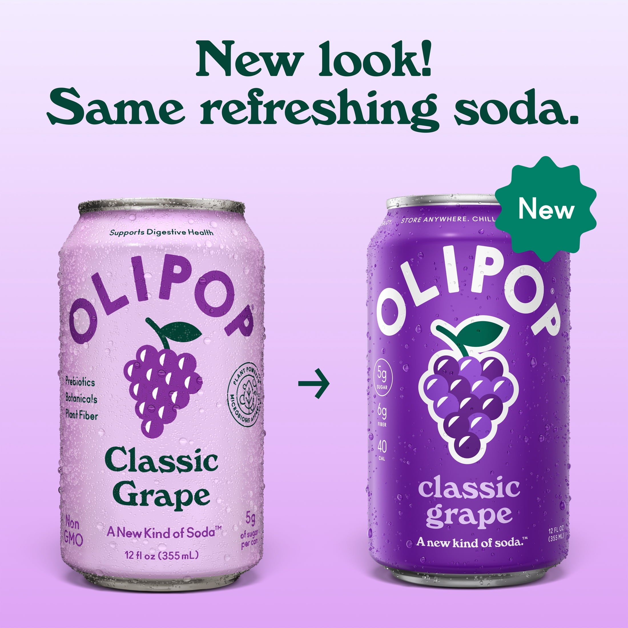 OLIPOP Prebiotic Soda Classic Grape Cans 12 Fl Oz 4 Pack