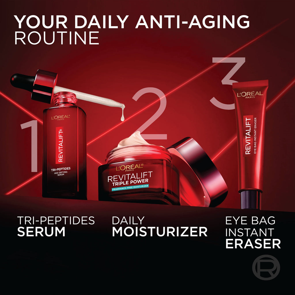 L'Oreal Paris Revitalift Triple Power Anti-Aging Face Moisturizer Fragrance Free Pro Retinol Hyaluronic Acid & Vitamin C 1.7 oz