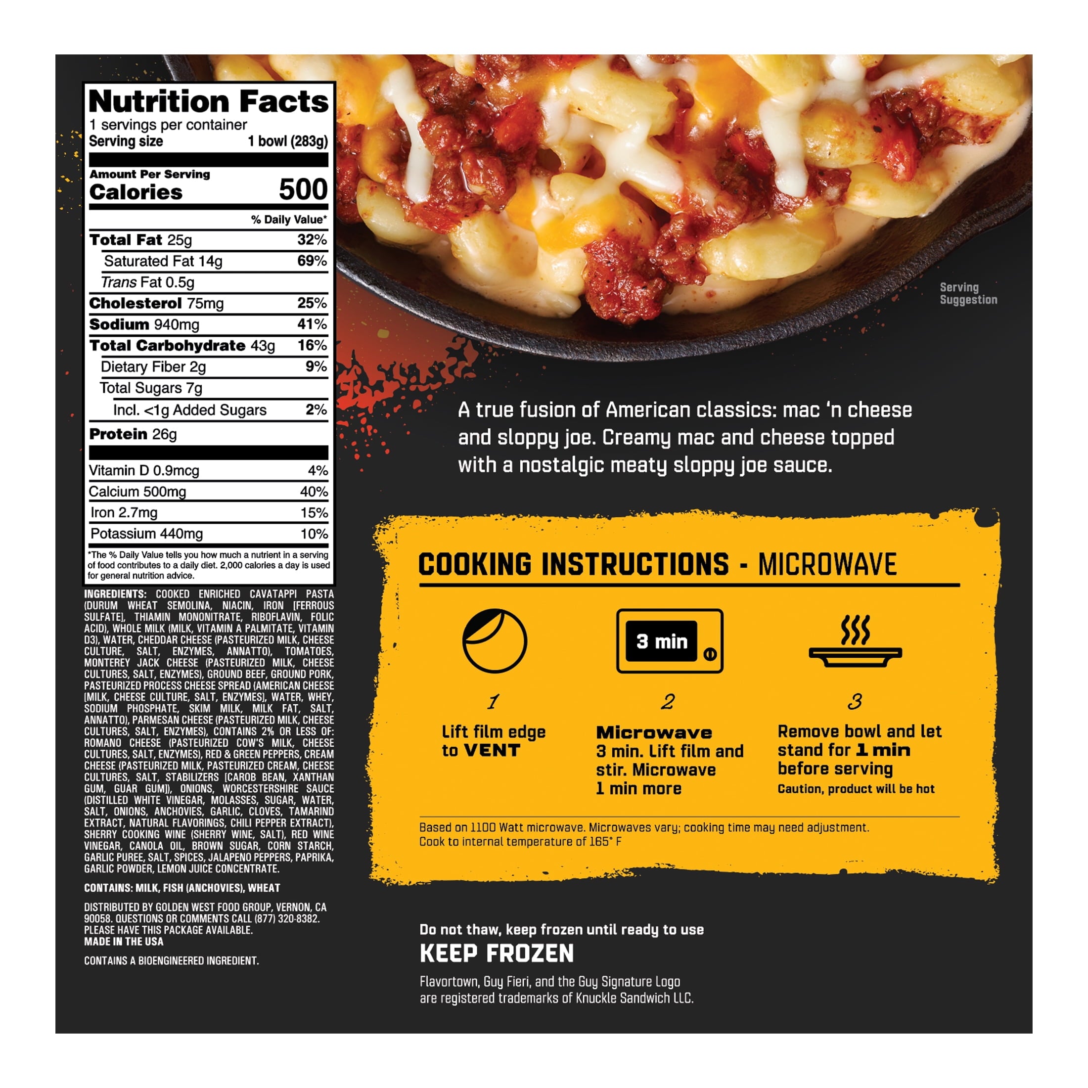 Guy Fieri's Flavortown Sloppy Joe Mac & Cheese Frozen Meal 10 Oz