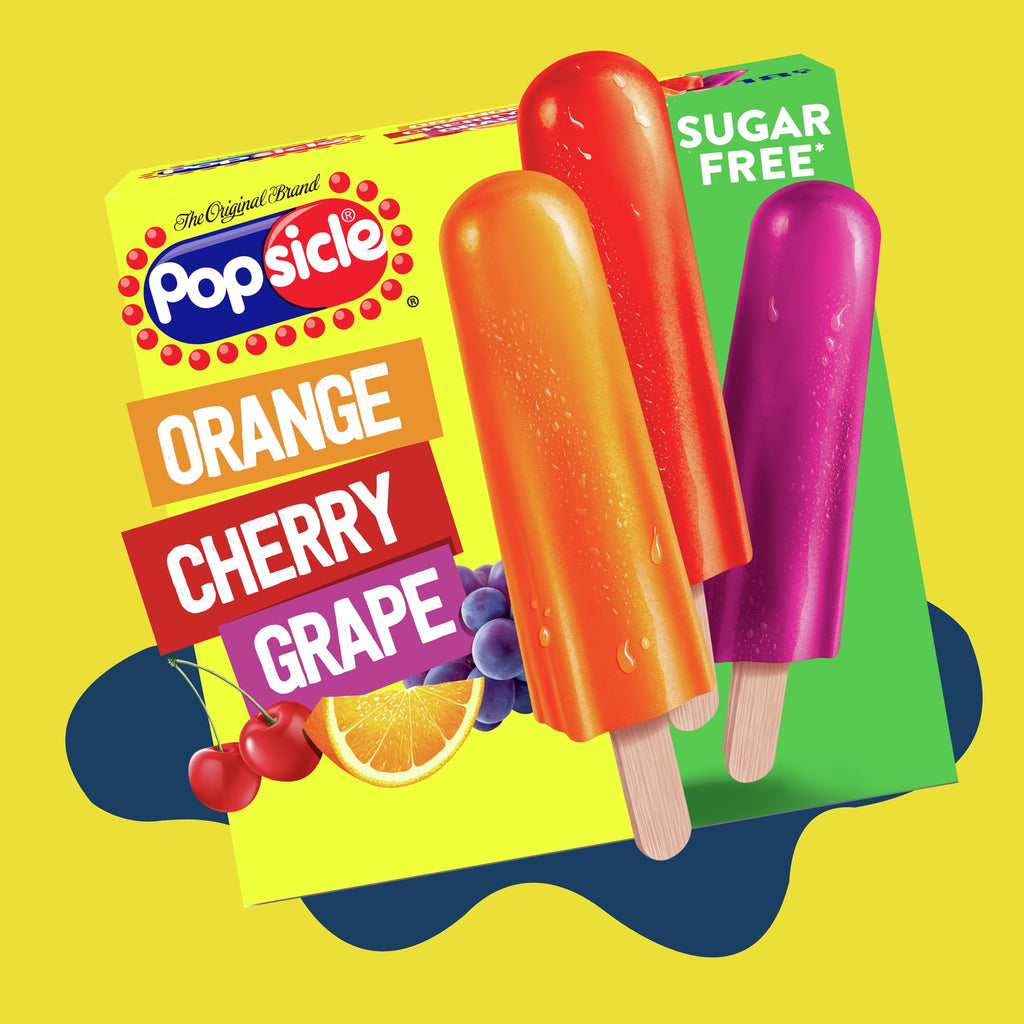 Popsicle Orange Cherry Grape Sugar Free Ice Pops 18 Count 29.7 Fl Oz