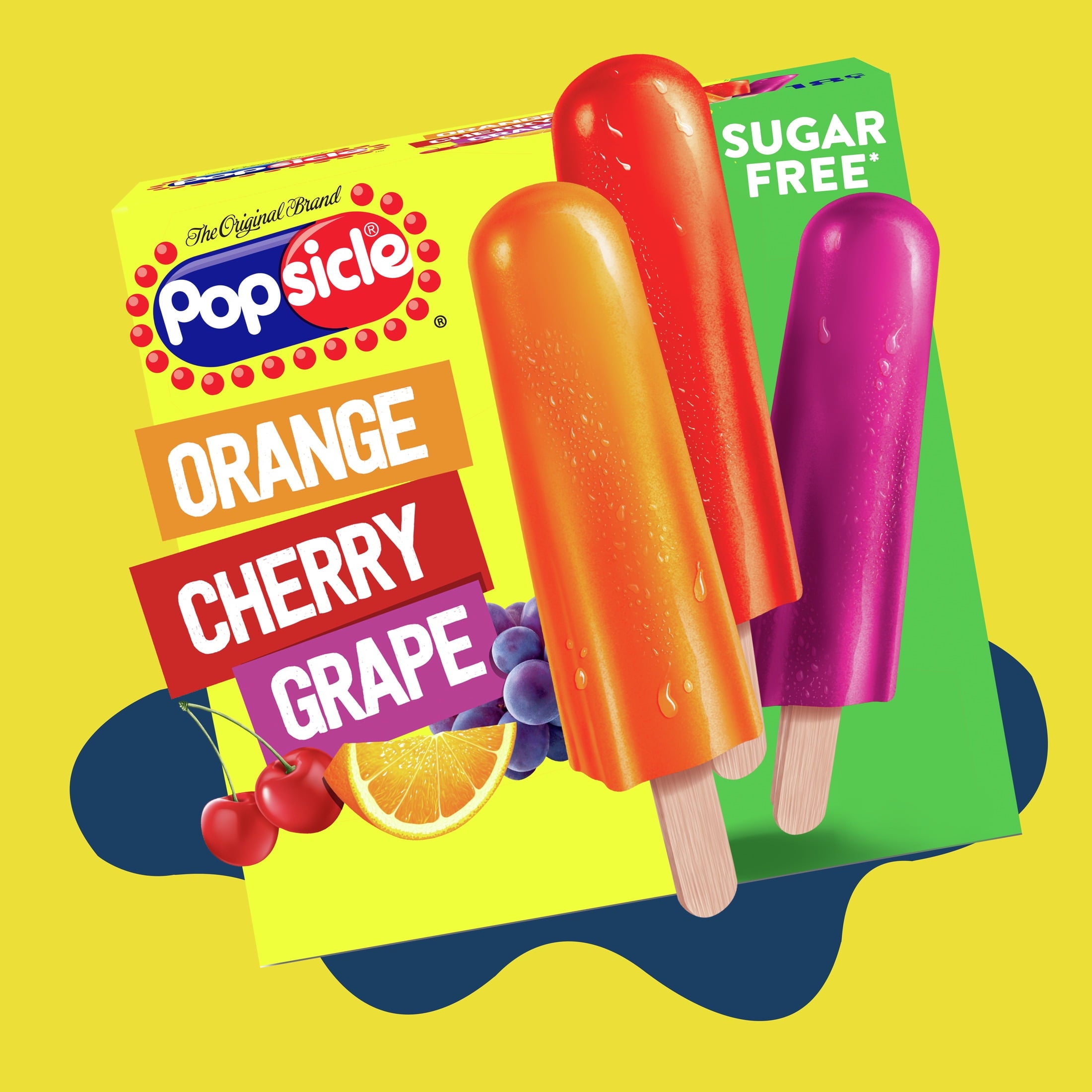 Popsicle Orange Cherry Grape Sugar Free Ice Pops 18 Count 29.7 Fl Oz