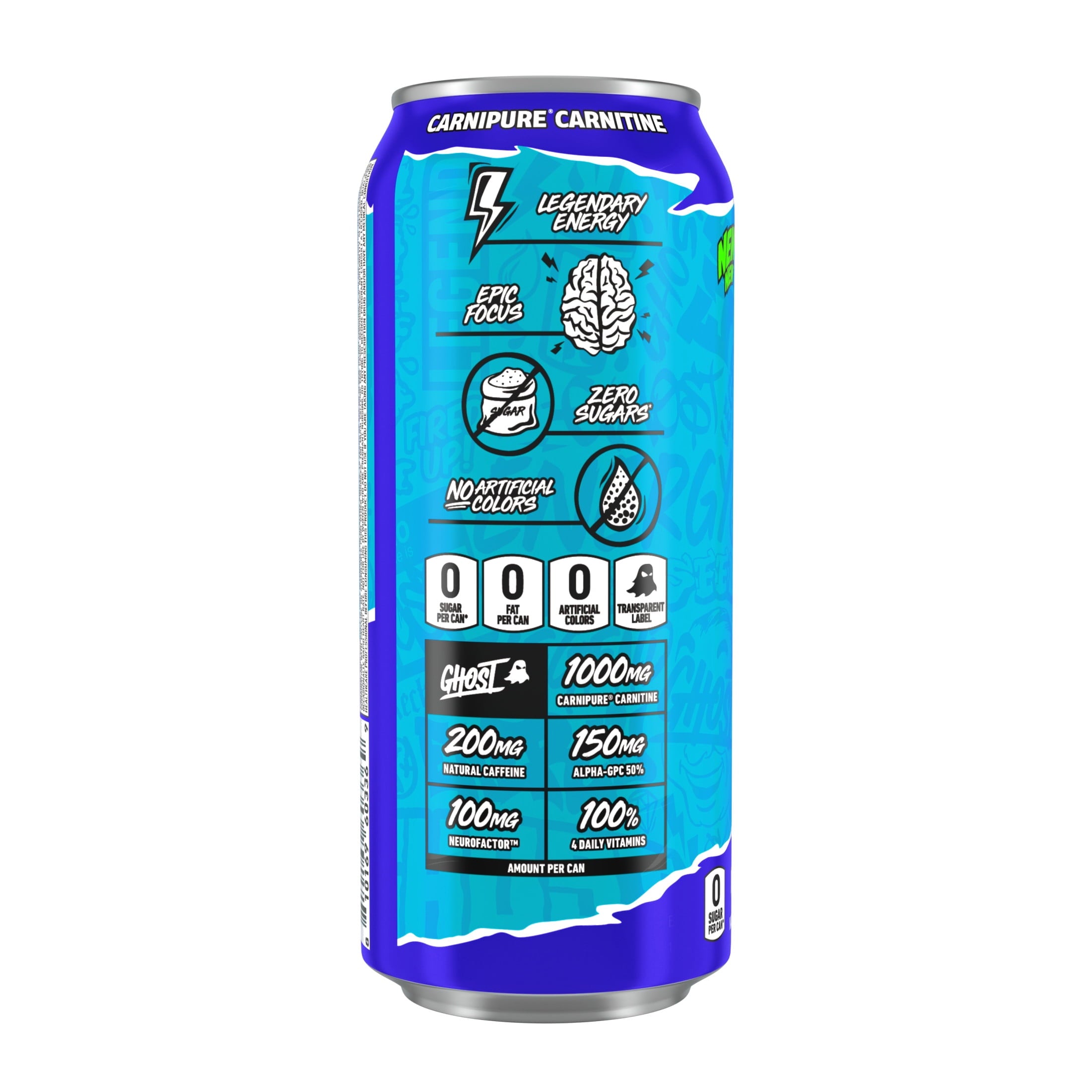 GHOST Energy Zero Sugars Energy Drink Blue Raspberry 16 fl oz Single Can